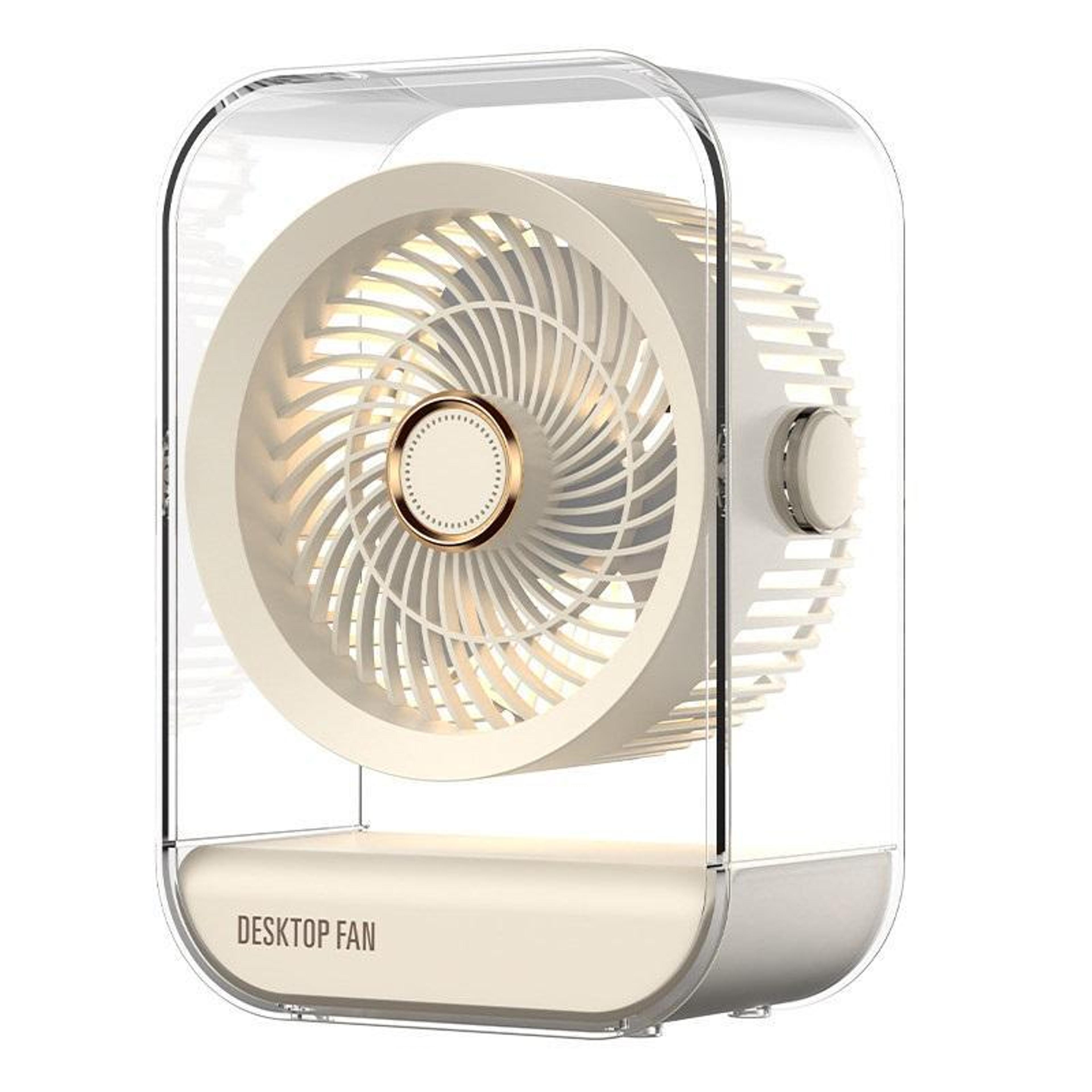USB Rechargeable Desk Fan With Night Light Portable Quiet Cooling Fan 5Speed Air Circulator 12