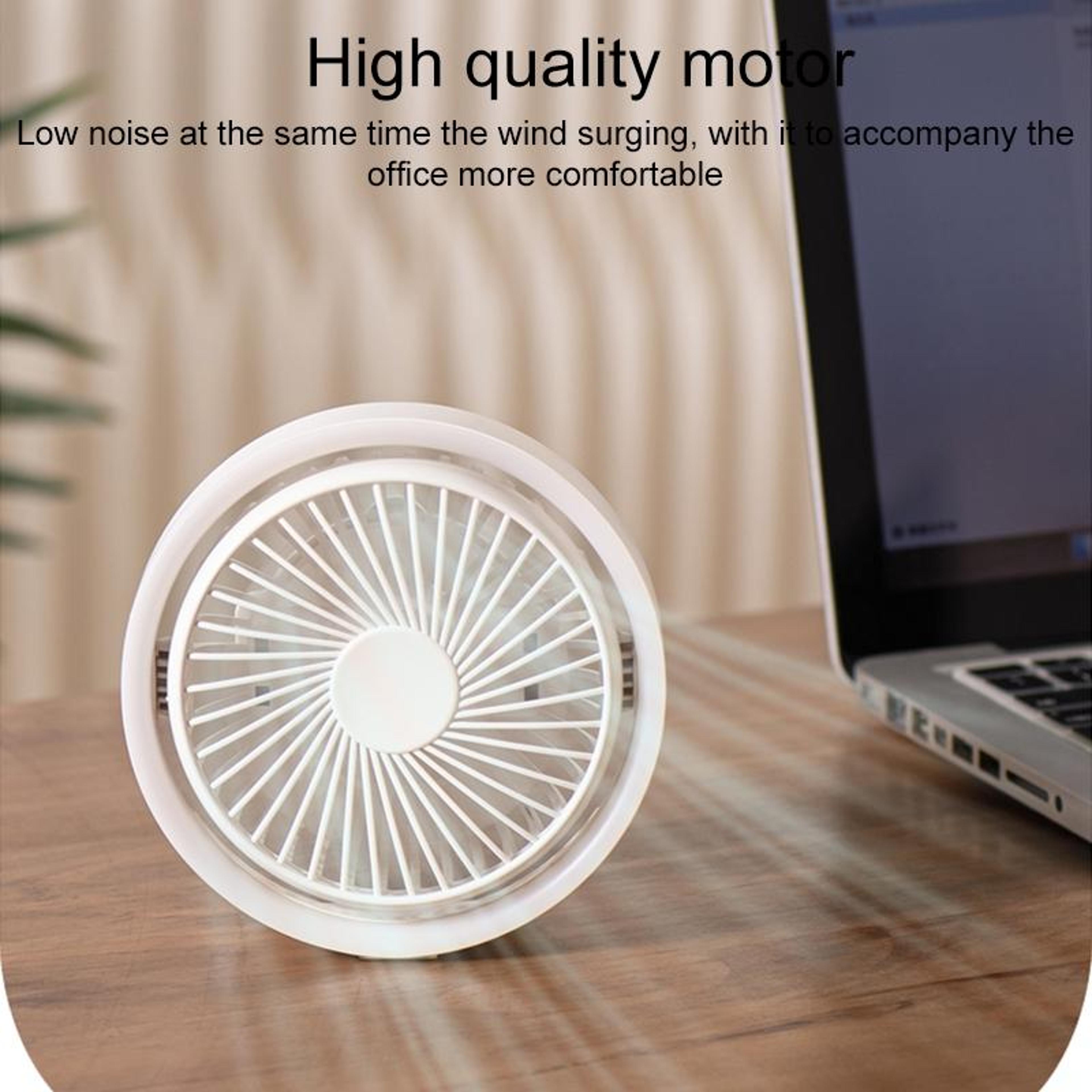 USB Desk Fan With LED Ambient Light 180 Degree Rotating Rechargeable Fan 1