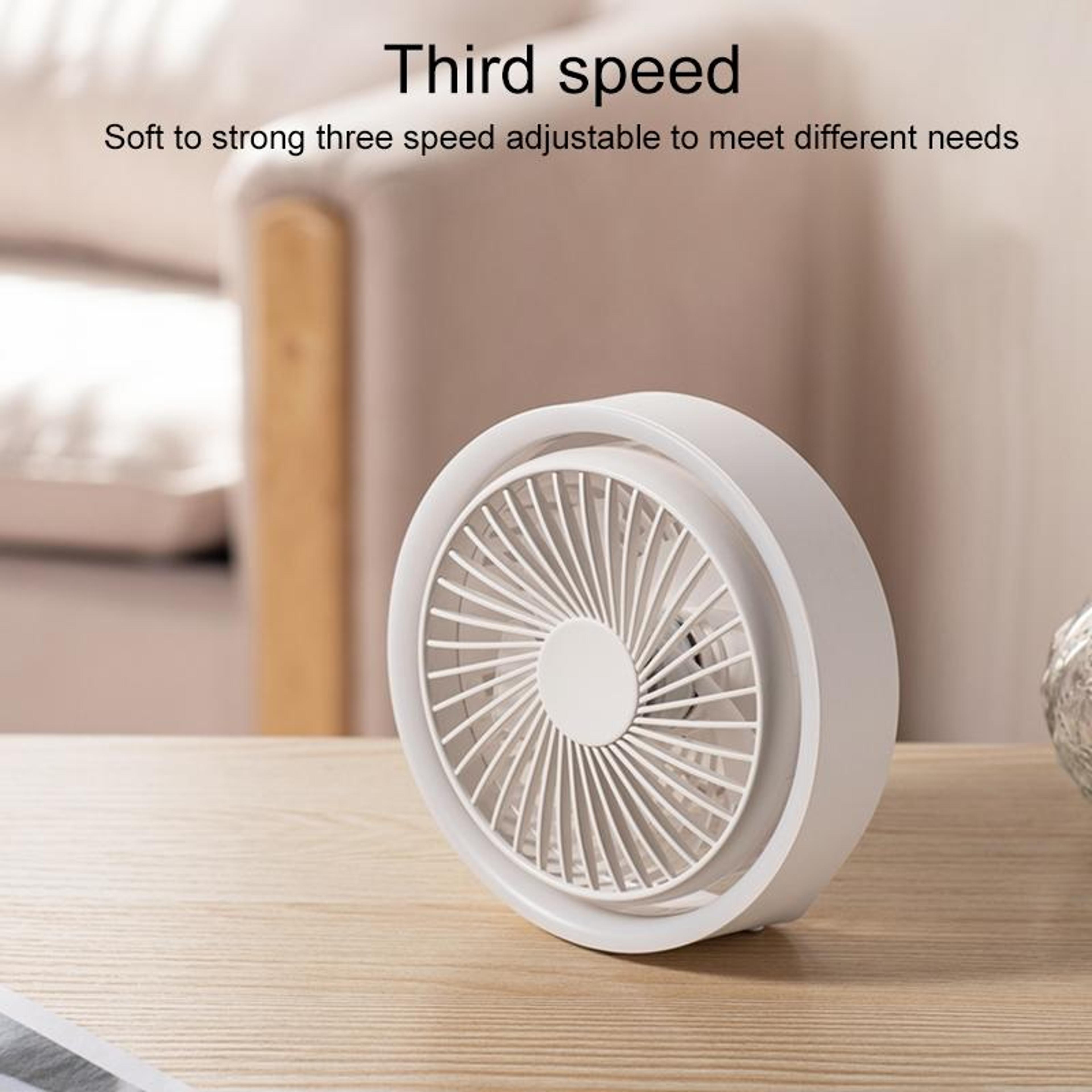 USB Desk Fan With LED Ambient Light 180 Degree Rotating Rechargeable Fan 2