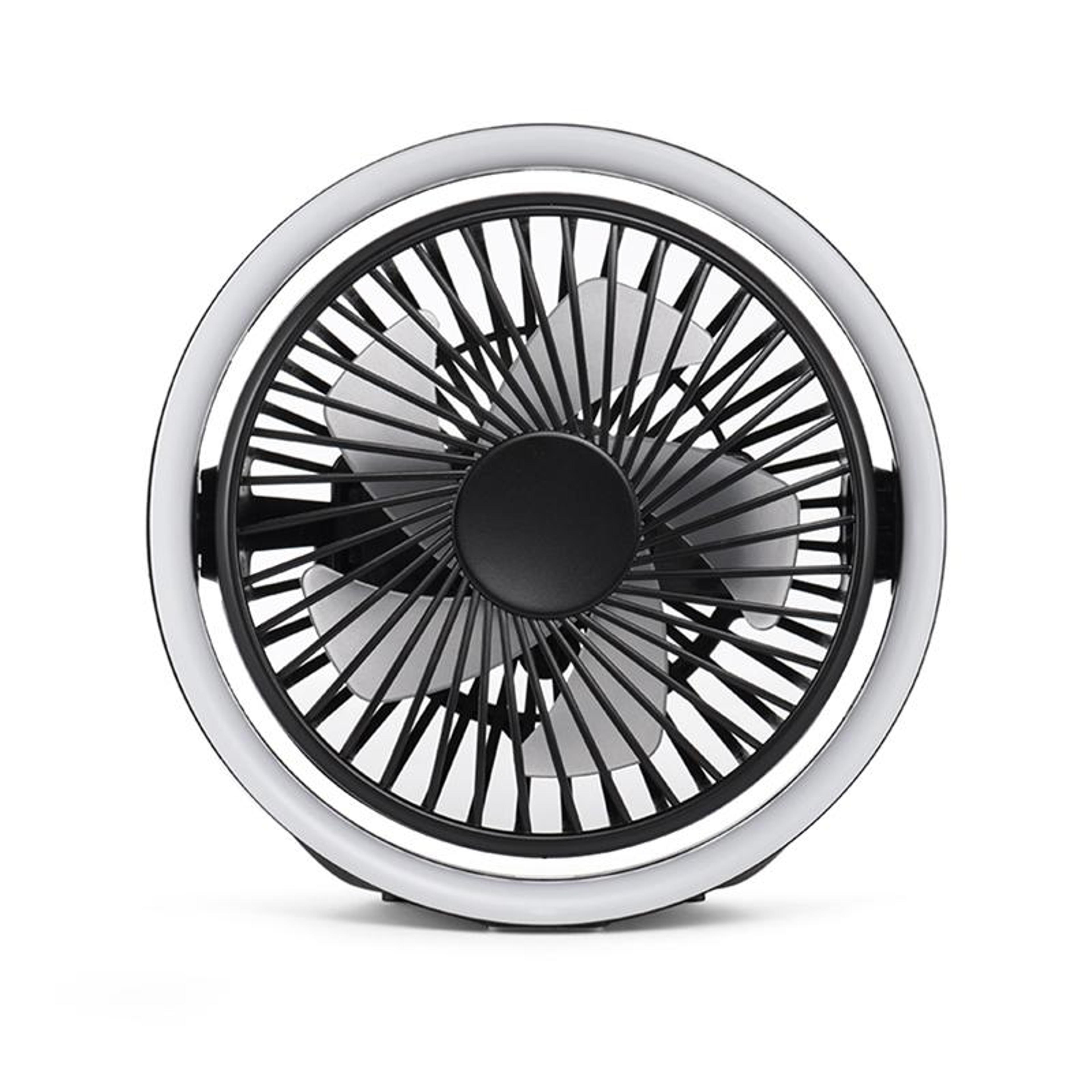 USB Desk Fan With LED Ambient Light 180 Degree Rotating Rechargeable Fan 9
