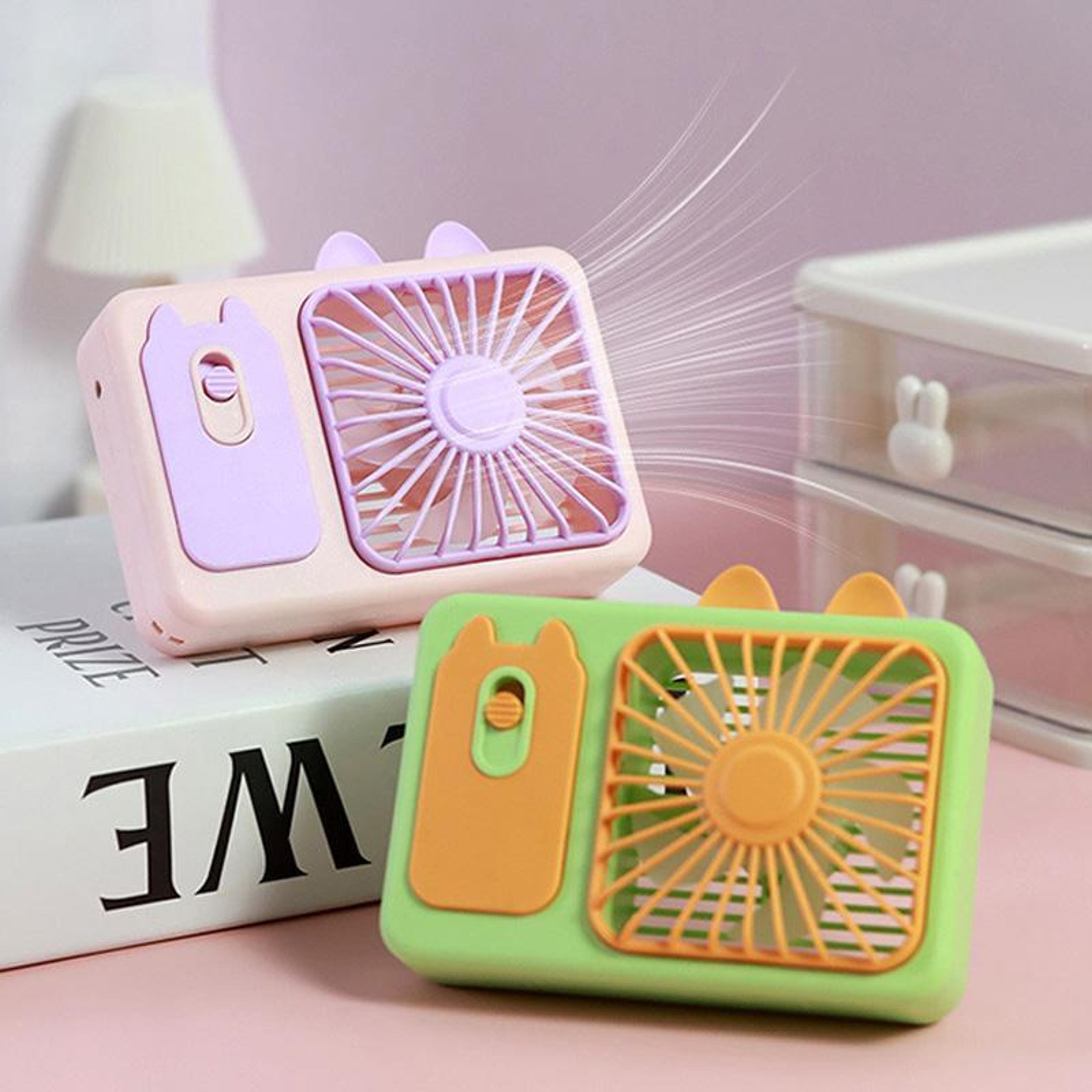 Cute Kitten Portable Handheld Fan USB Rechargeable Mini Fan With Stand For Desk And Travel 4