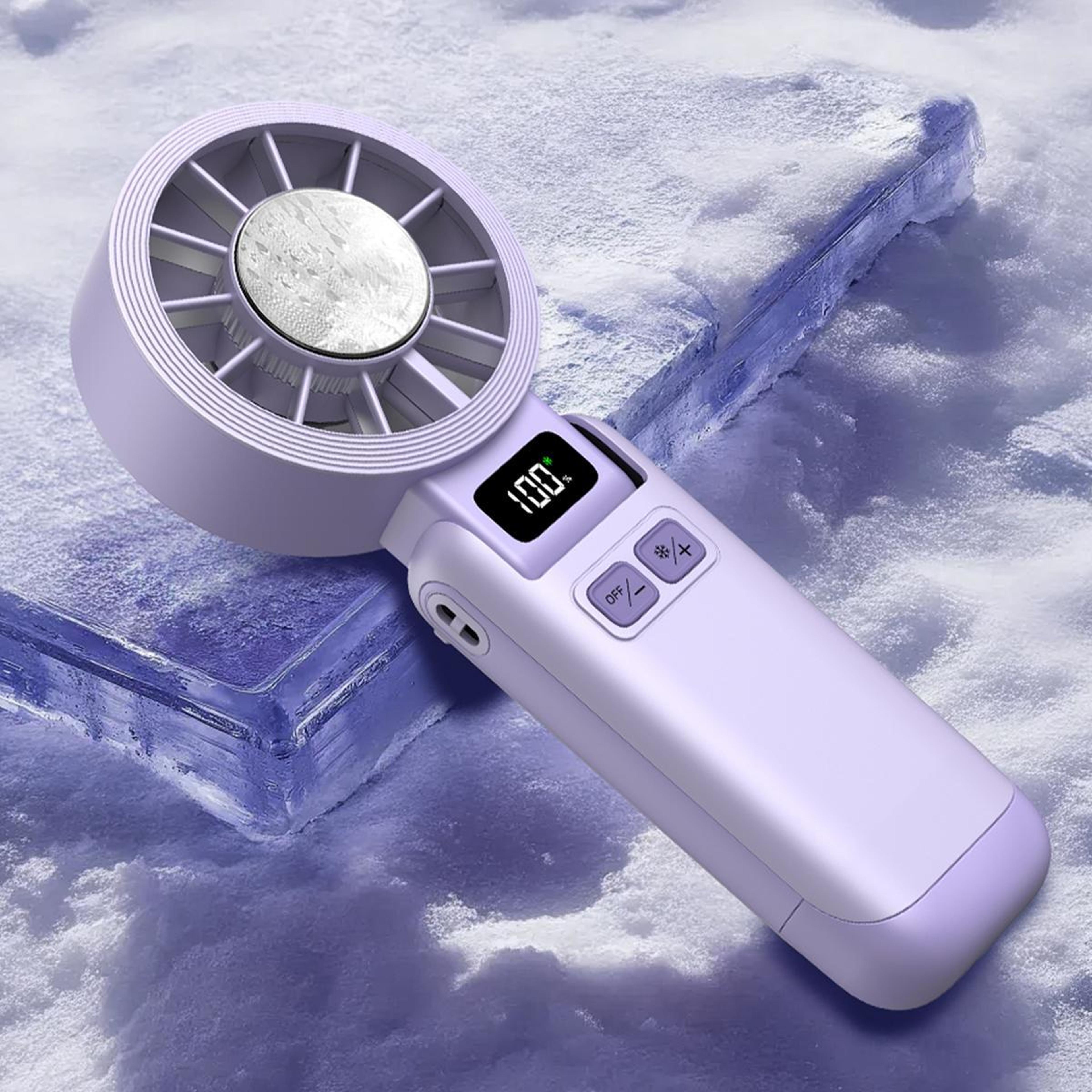 handheld fan portable rechargeable ice cooling foldable mini fan with digital display