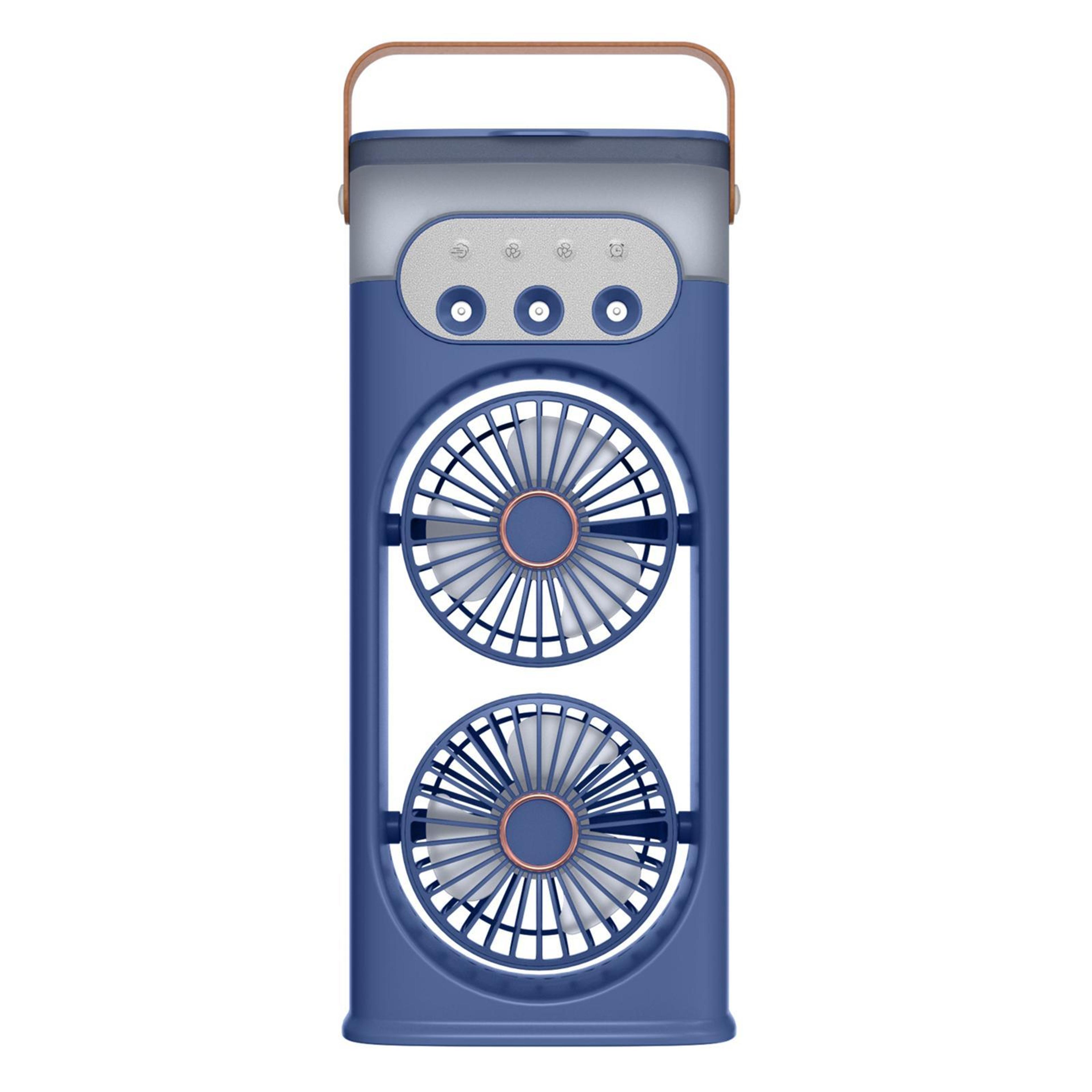 Portable Air Cooler Dual Head Mist Cooling Fan With Humidifier USB Rechargeable Desk Fan 0