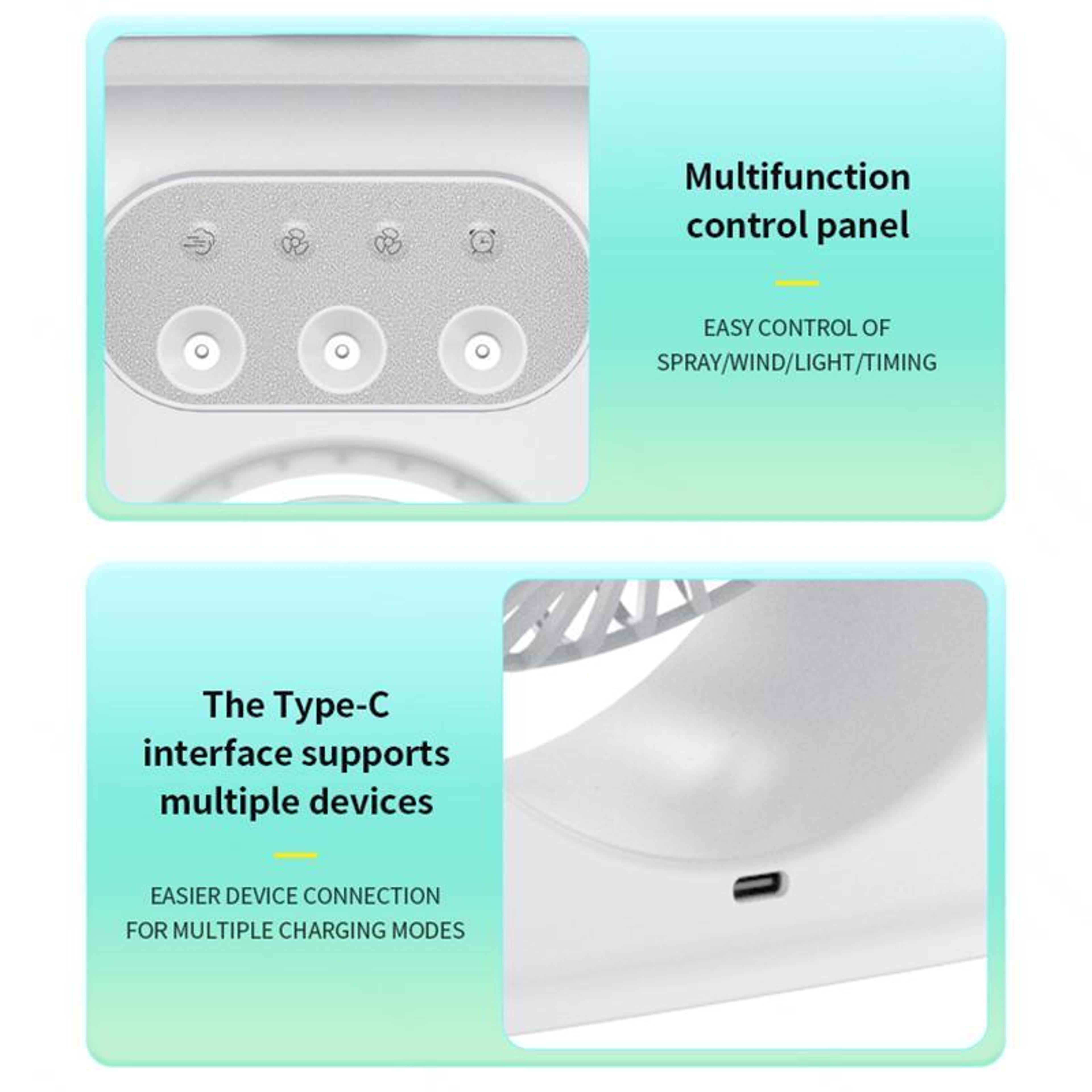 Portable Air Cooler Dual Head Mist Cooling Fan With Humidifier USB Rechargeable Desk Fan 12
