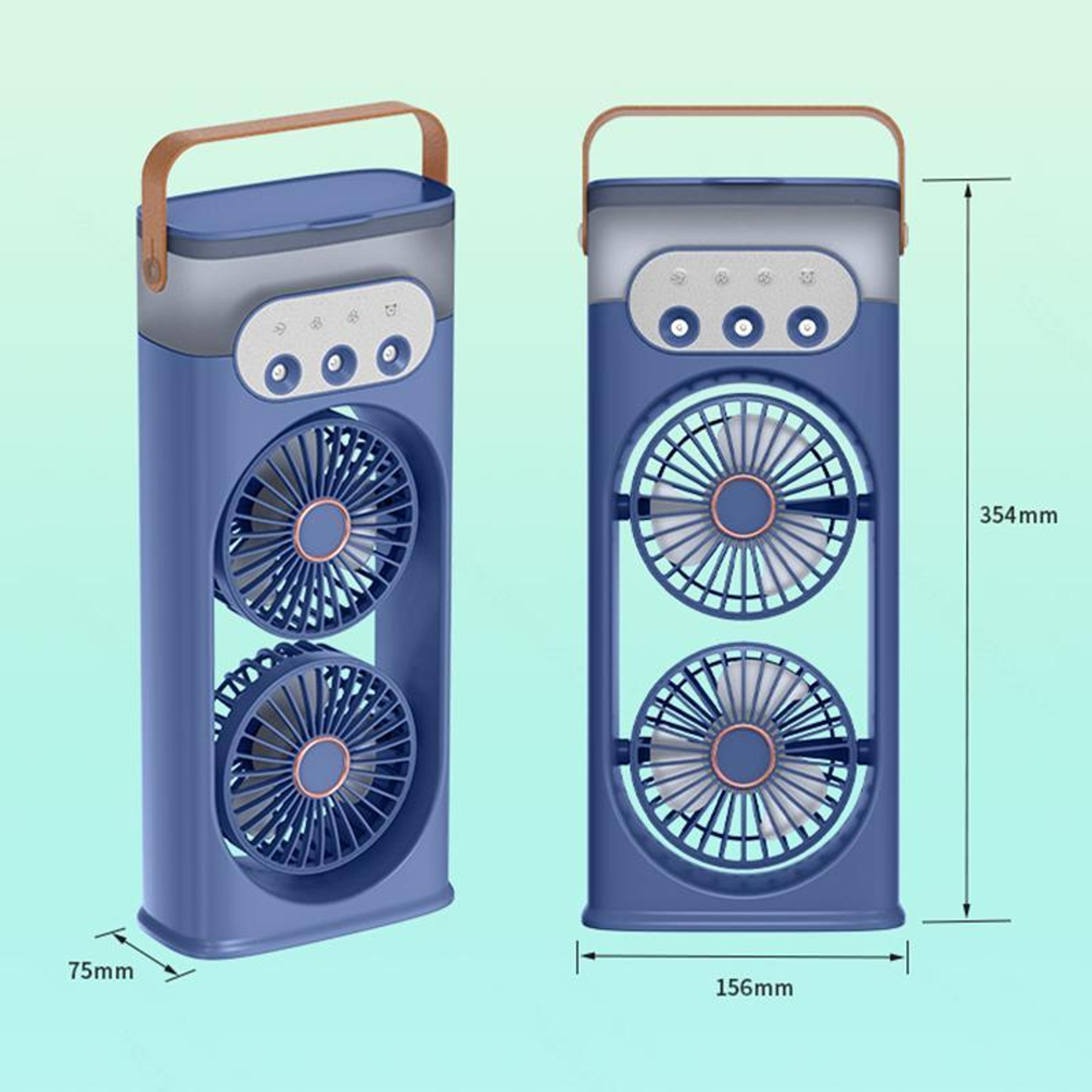 Portable Air Cooler Dual Head Mist Cooling Fan With Humidifier USB Rechargeable Desk Fan 13