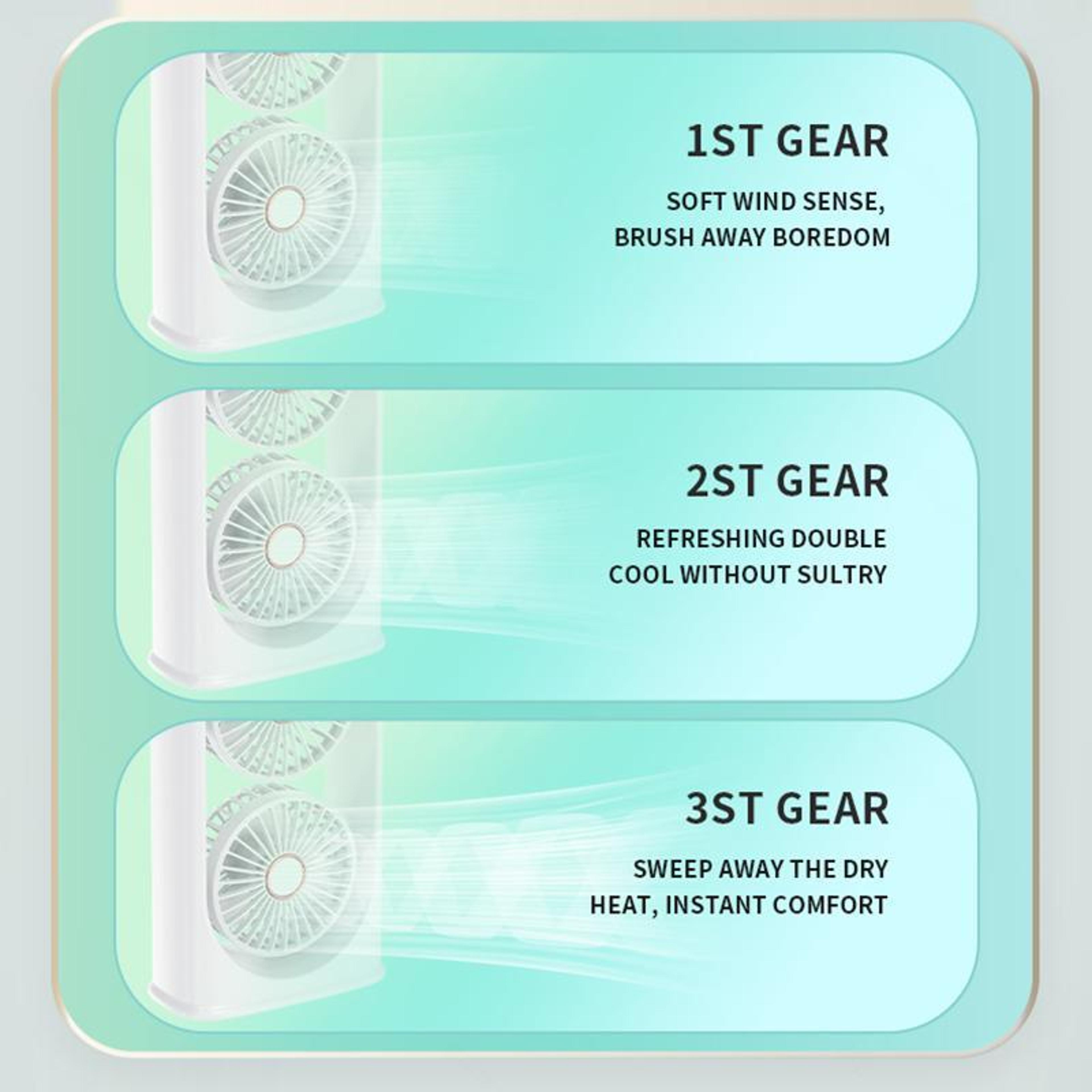 Portable Air Cooler Dual Head Mist Cooling Fan With Humidifier USB Rechargeable Desk Fan 6