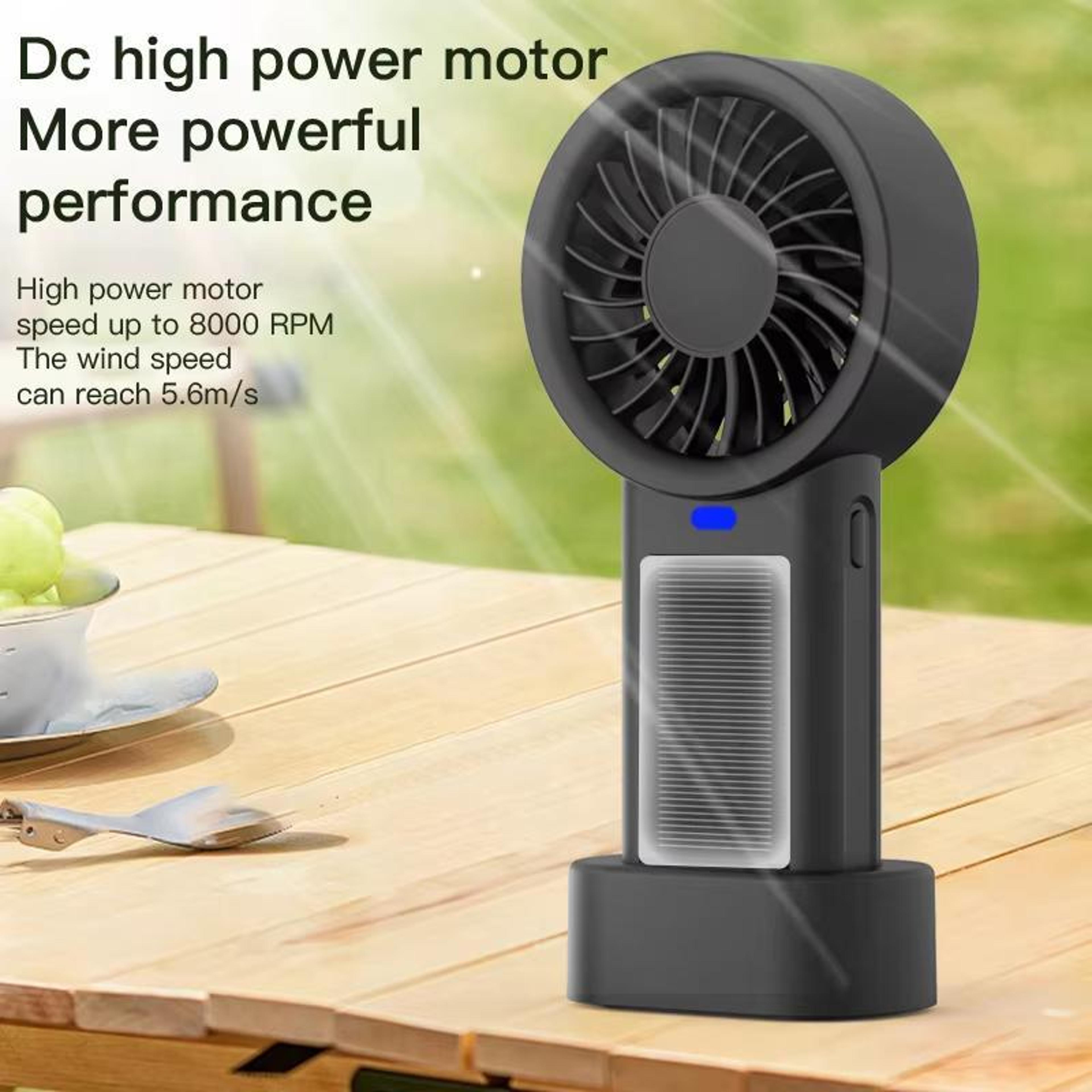 Solar Powered Handheld Desk Fan With Speed Turbo USB Type C Rechargeable Portable Cooling 3