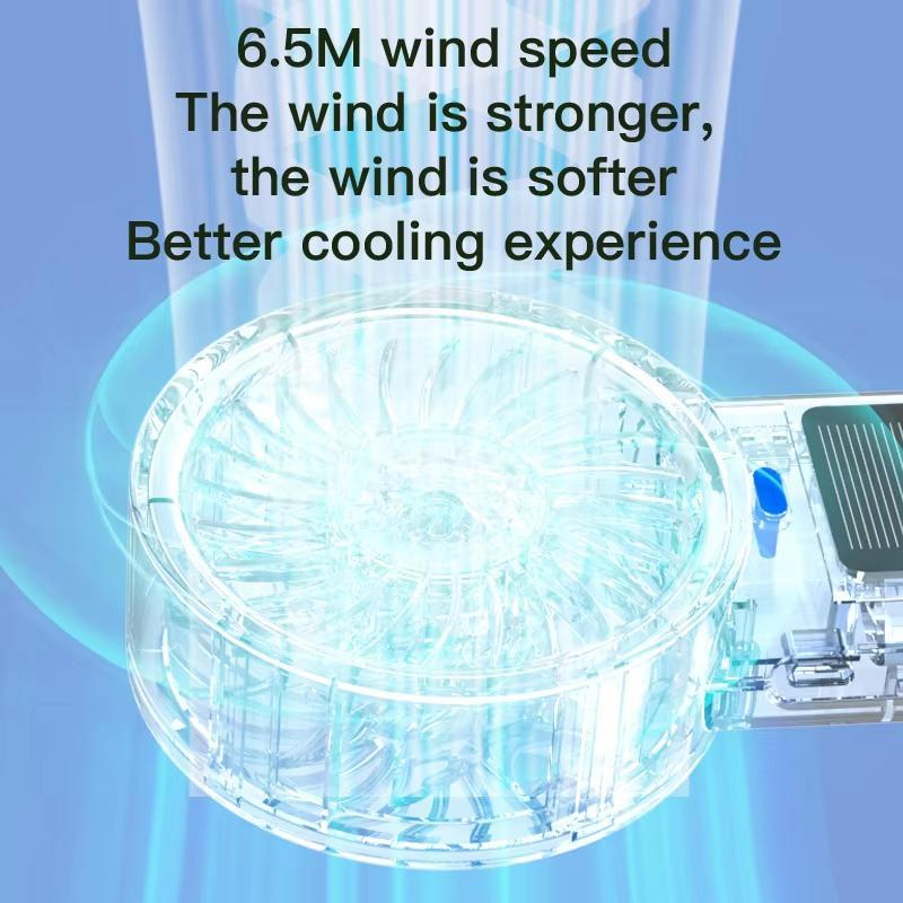 Solar Powered Handheld Desk Fan With Speed Turbo USB Type C Rechargeable Portable Cooling 5
