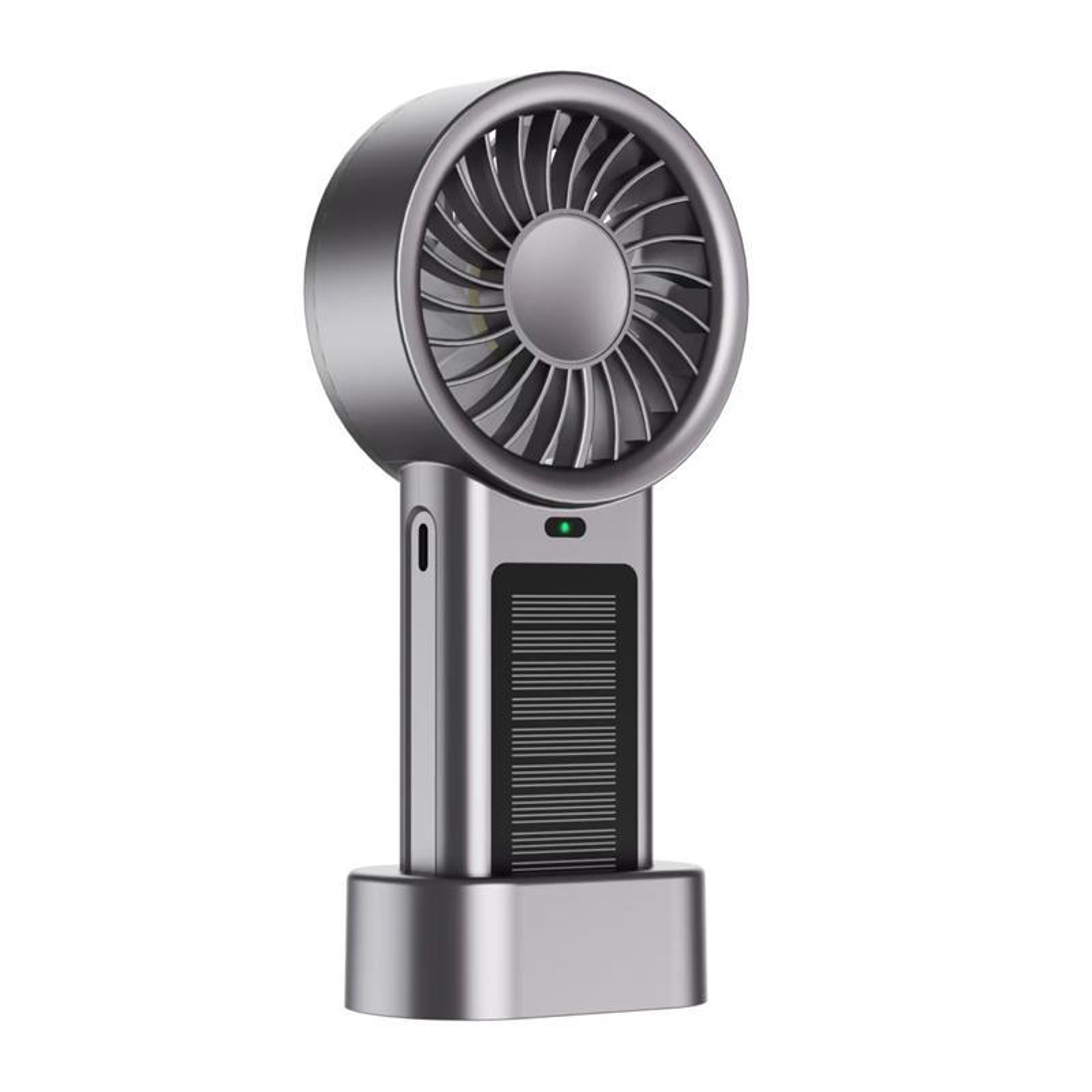 Solar Powered Handheld Desk Fan With Speed Turbo USB Type C Rechargeable Portable Cooling 2
