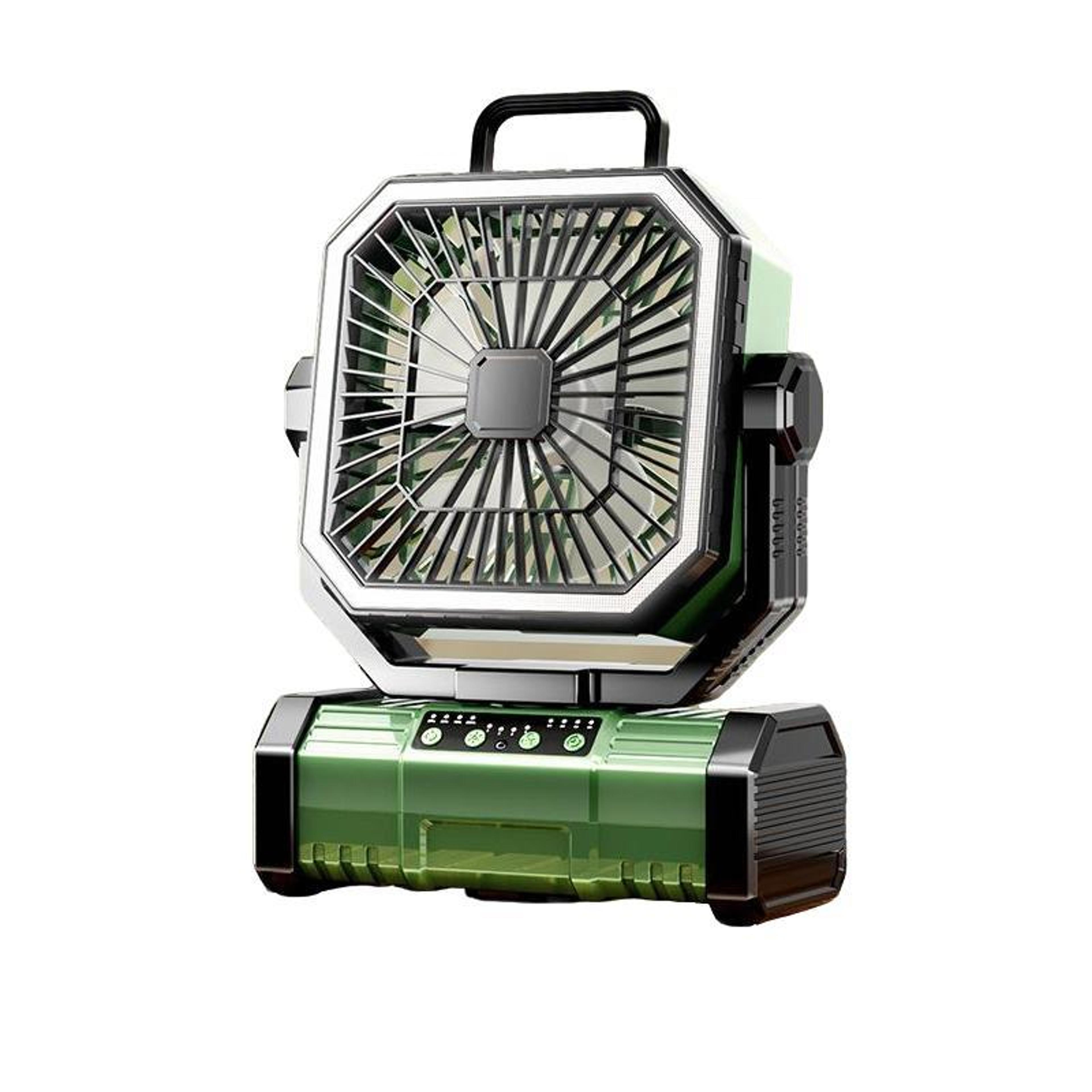 Portable Camping Fan With Light USB Rechargeable Oscillating Remote Control Fan 0