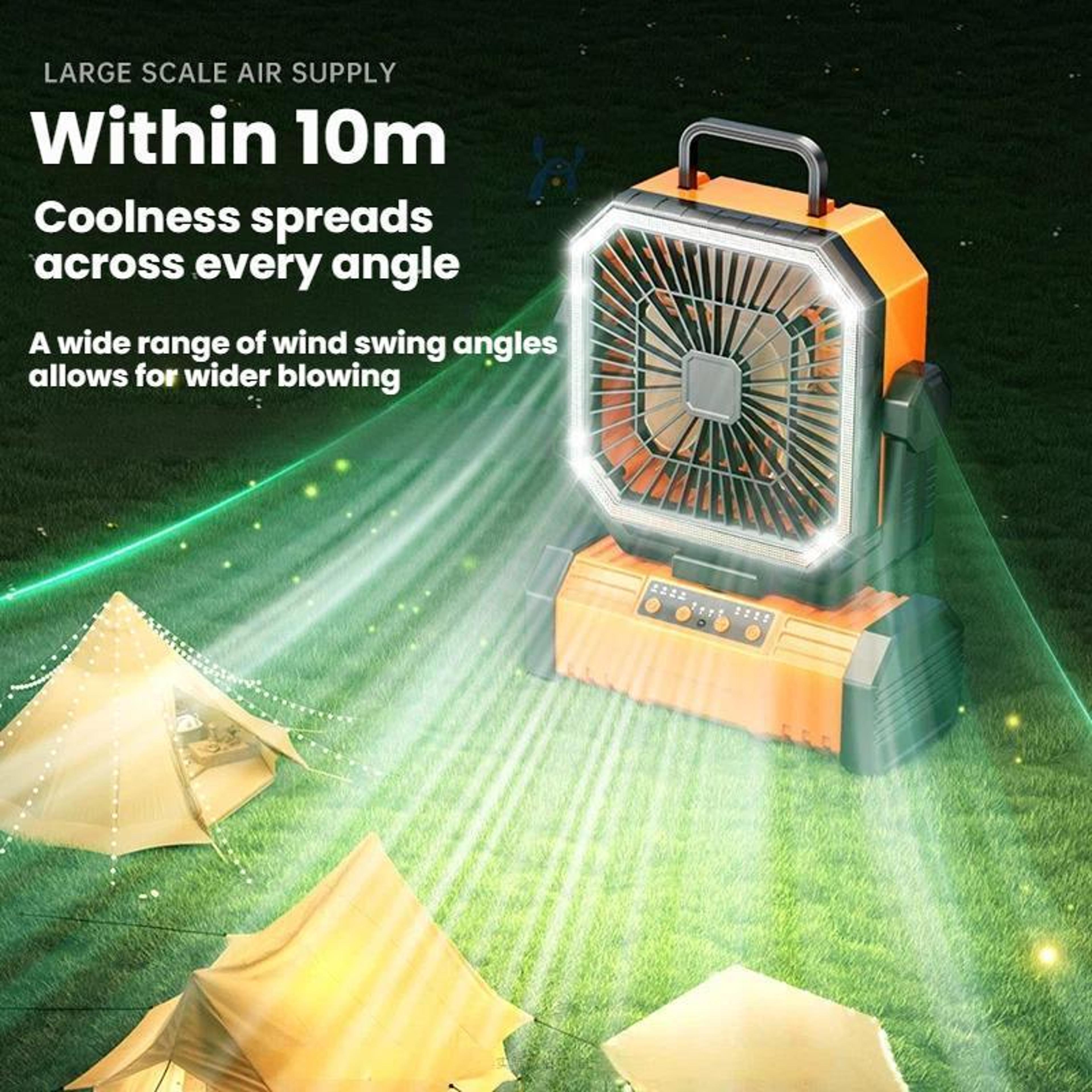 Portable Camping Fan With Light USB Rechargeable Oscillating Remote Control Fan 5