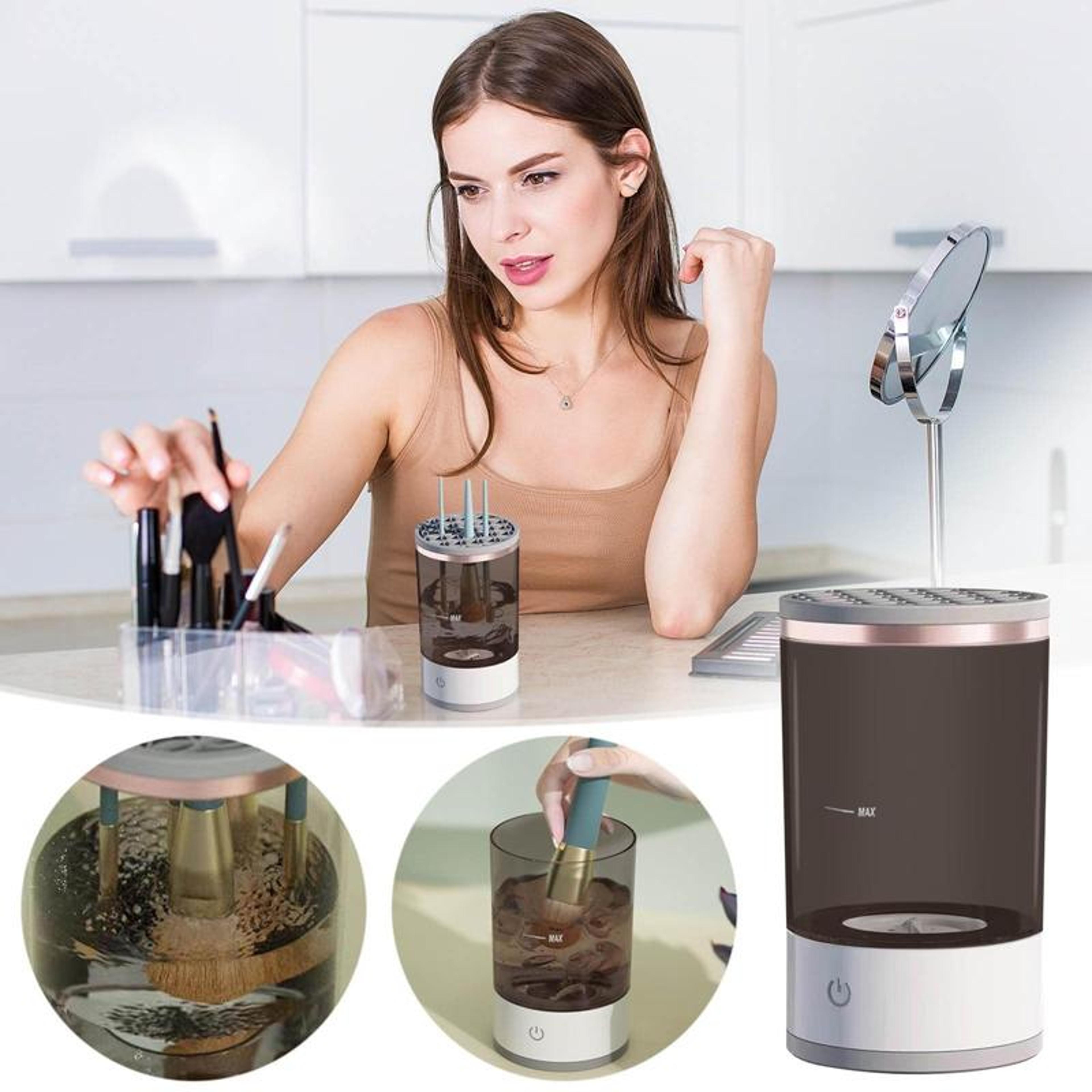 USB Electric Makeup Brush Cleaner Machine With Organizer And Fast Drying Holder 1