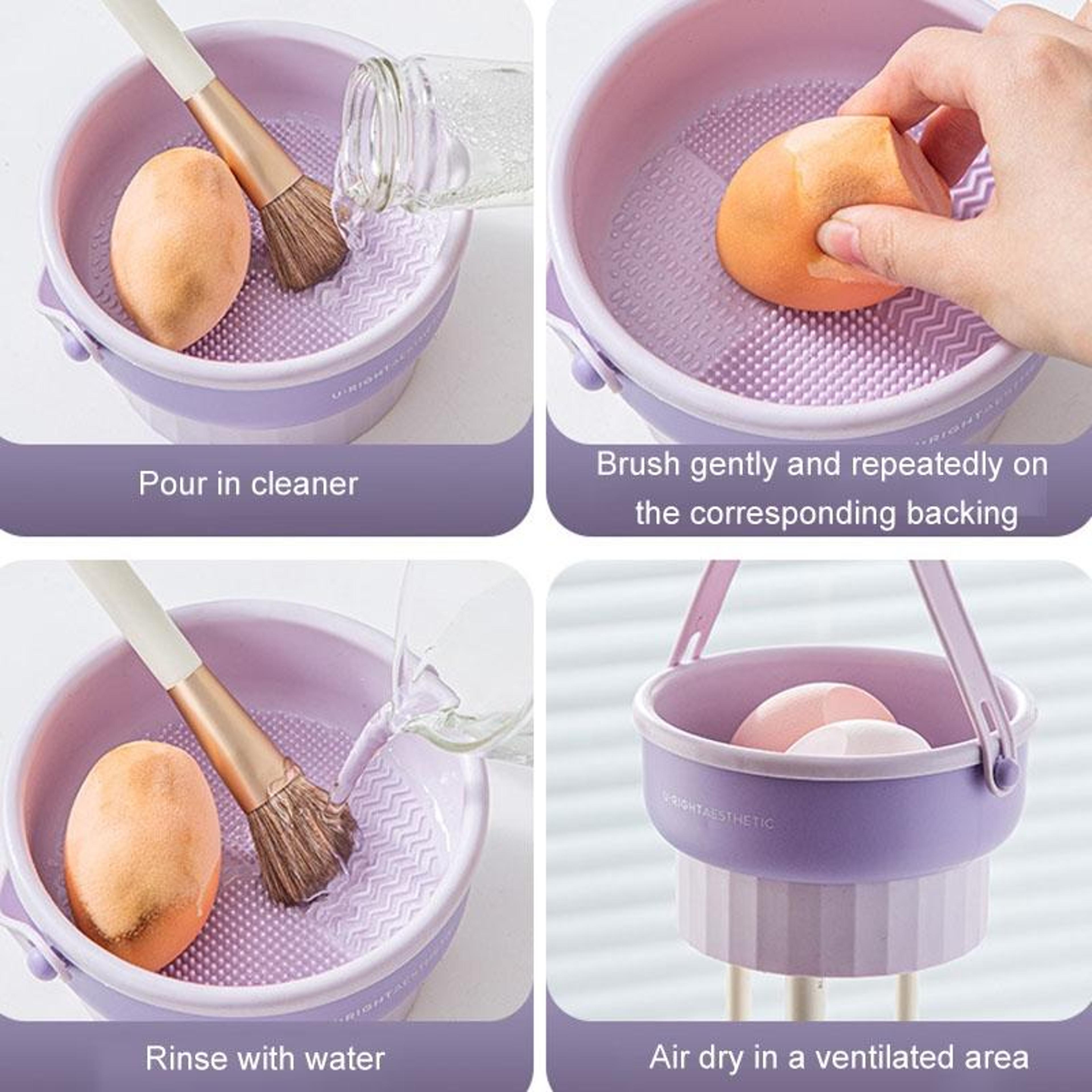 Silicone Makeup Brush Cleaner Bowl With Drying Rack And Brush Holder 2