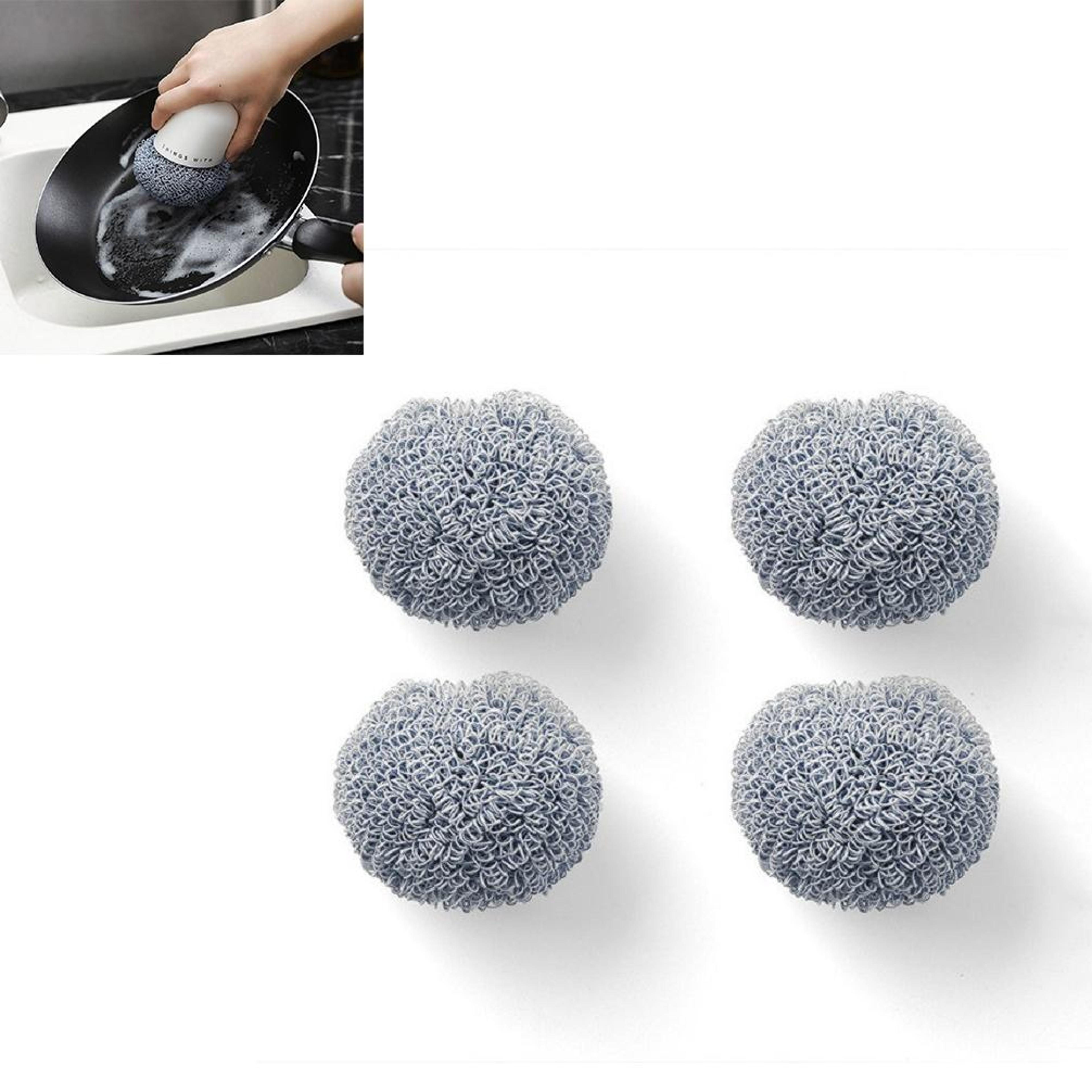 Heavy Duty Dish Cleaning Brush Pot Scrubber With Polyester Scouring Ball For Kitchen Cookware 11