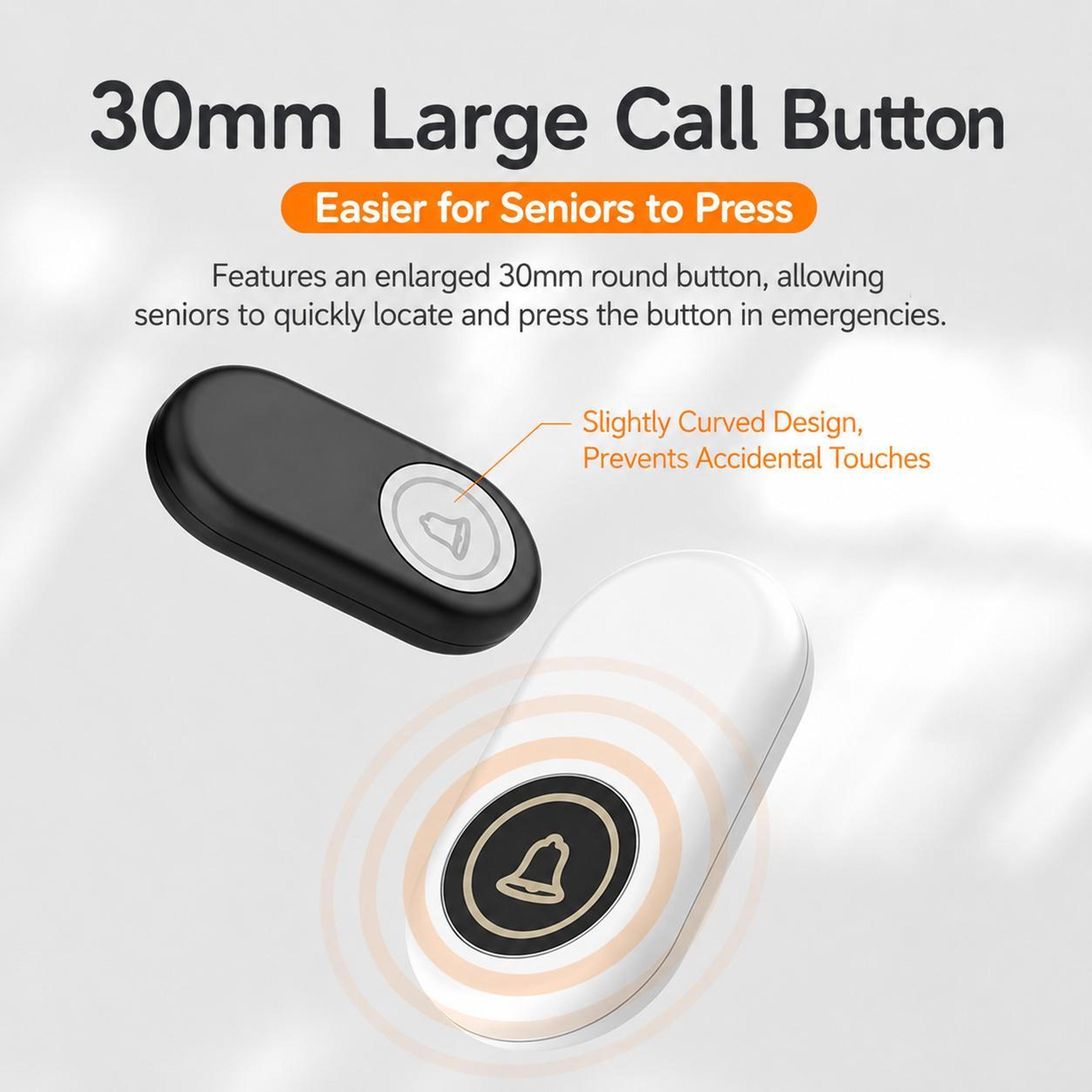 Wireless Caregiver Call Button Waterproof Wireless Doorbell Kit With Adjustable Volume 3