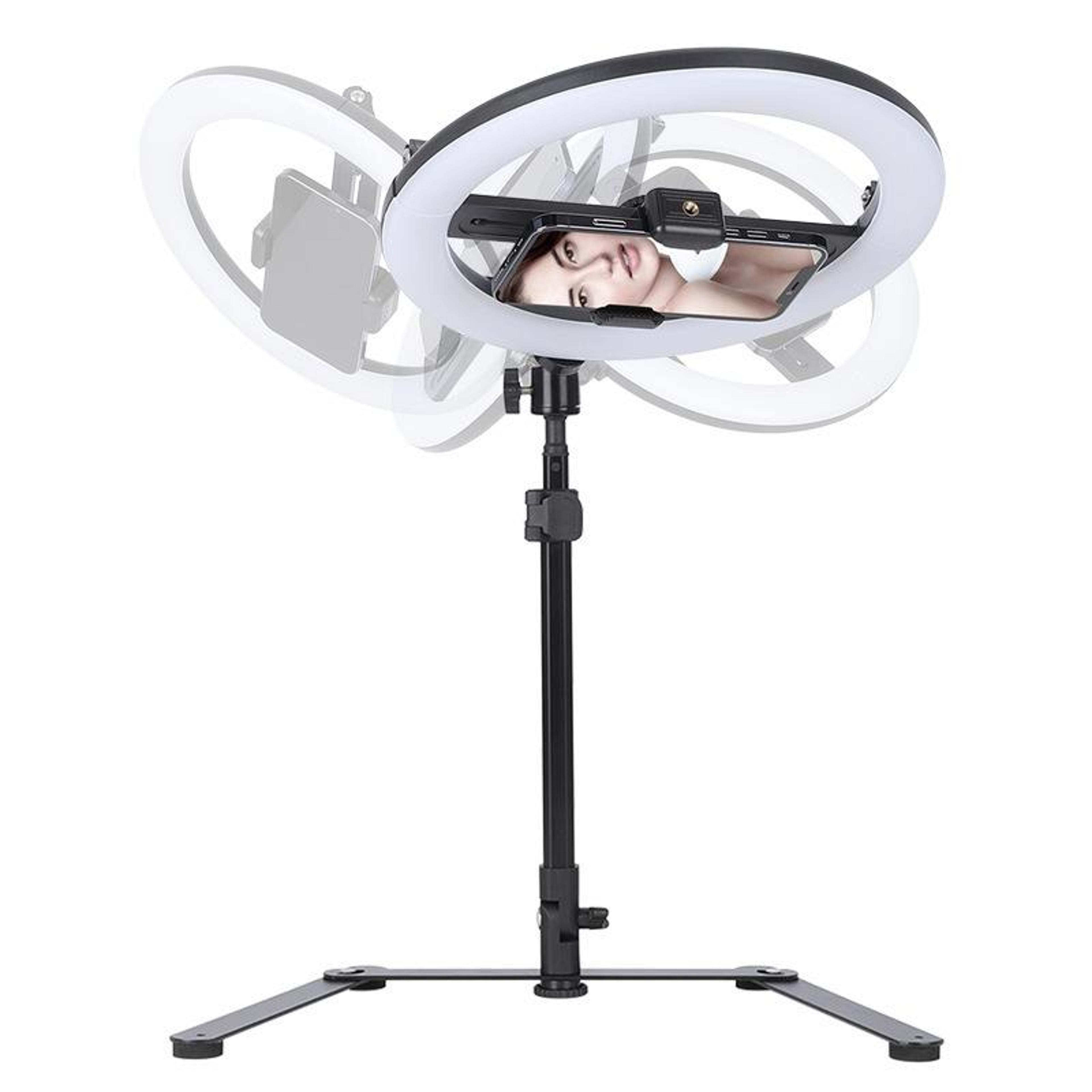 Overhead Ring Light Kit With Overhead Phone Stand And LED Fill Light For Live Streaming 4