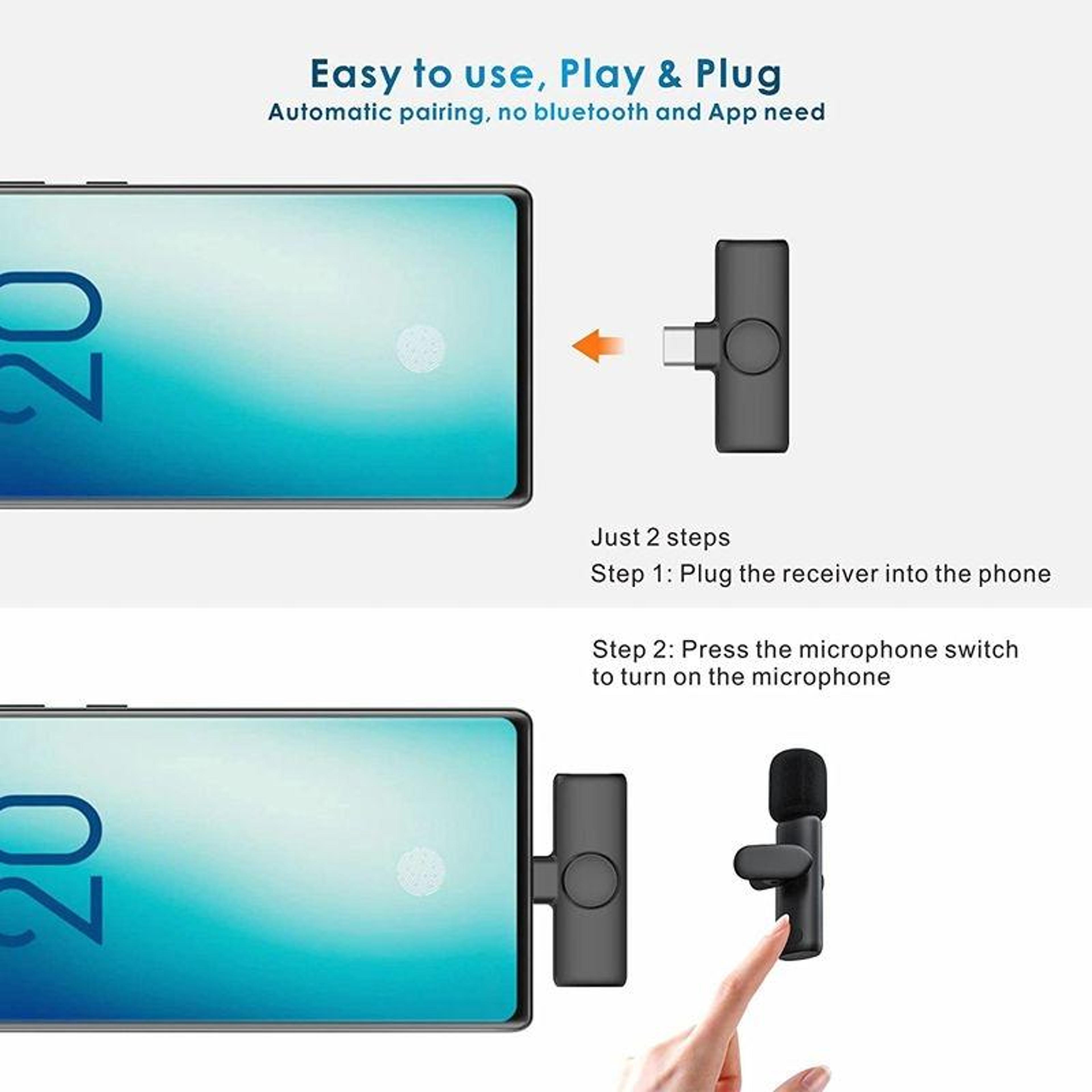 Wireless Lavalier Microphone USBC Clip On Microphone For Android Phone Computer 9