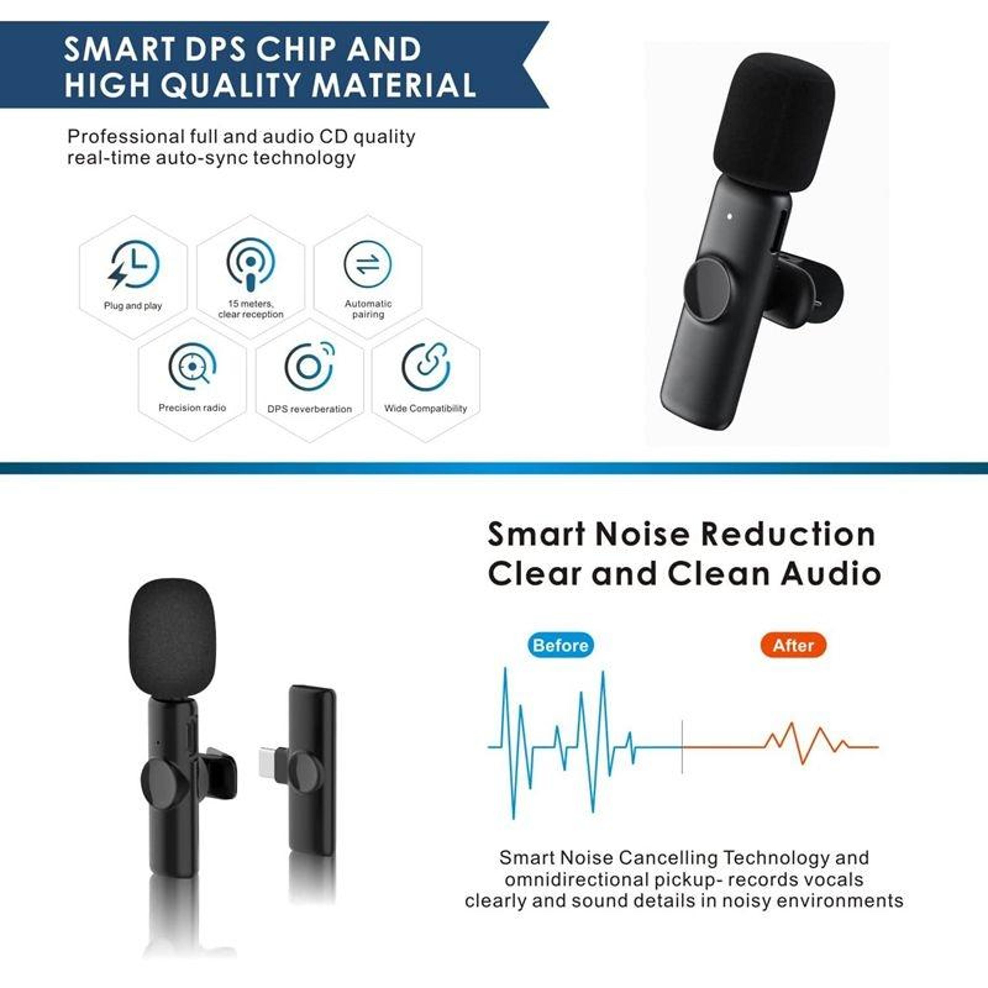 Wireless Lavalier Microphone USBC Clip On Microphone For Android Phone Computer 4