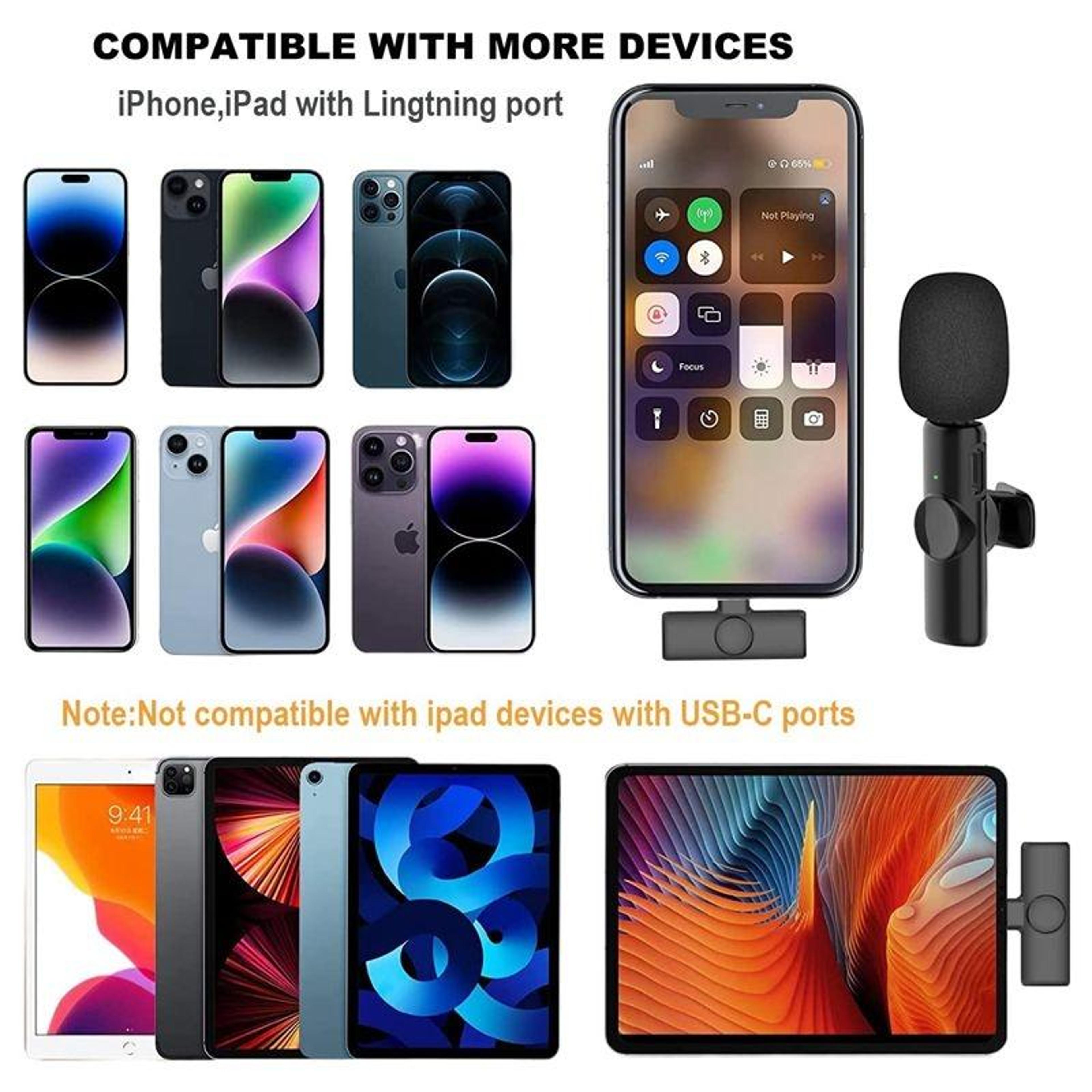Wireless Lavalier Microphone For IPhone Mini Bluetooth Clip On Microphone With Noise Reduction And  8