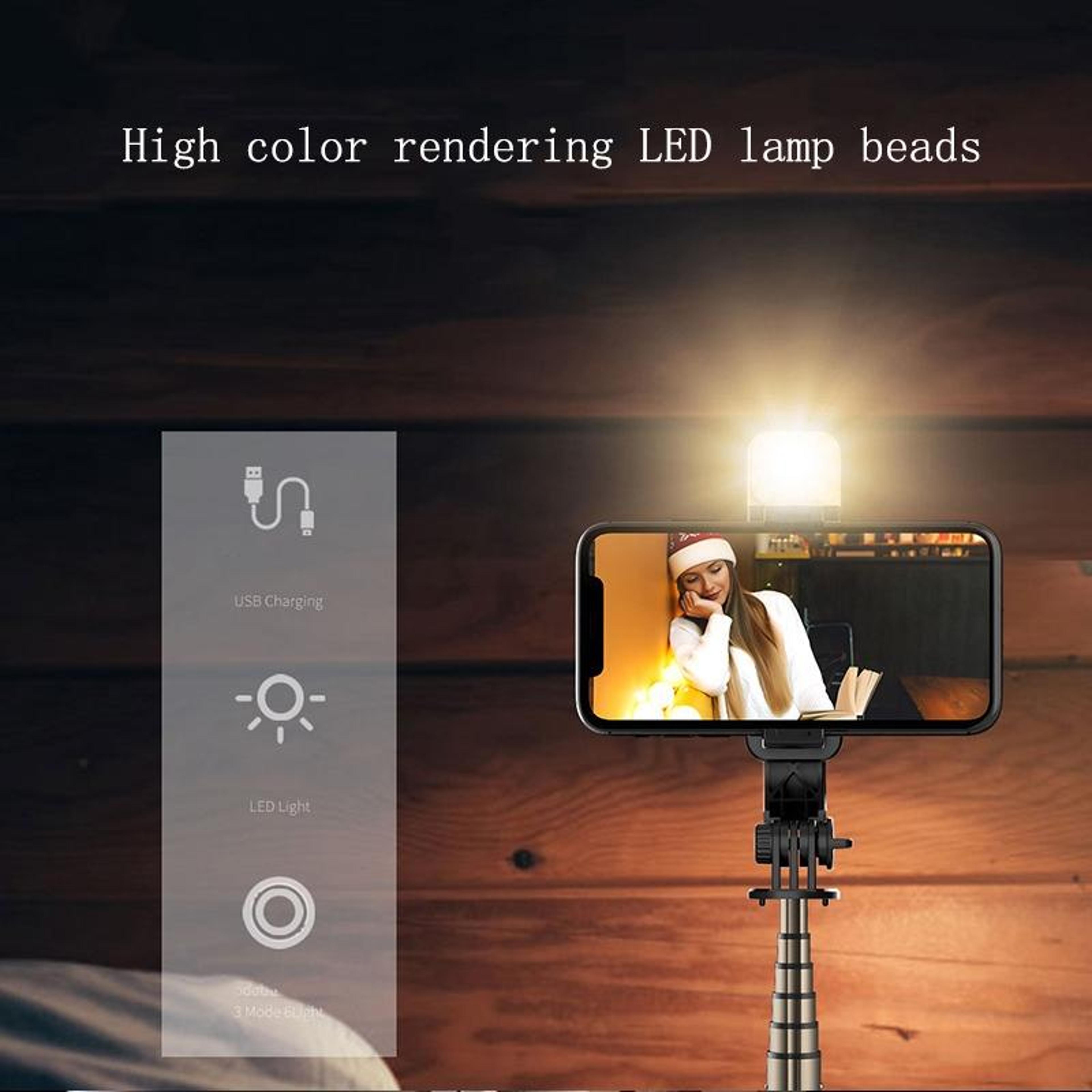 Bluetooth Selfie Stick With Tripod Stand LED Fill Light And Wireless Remote 3
