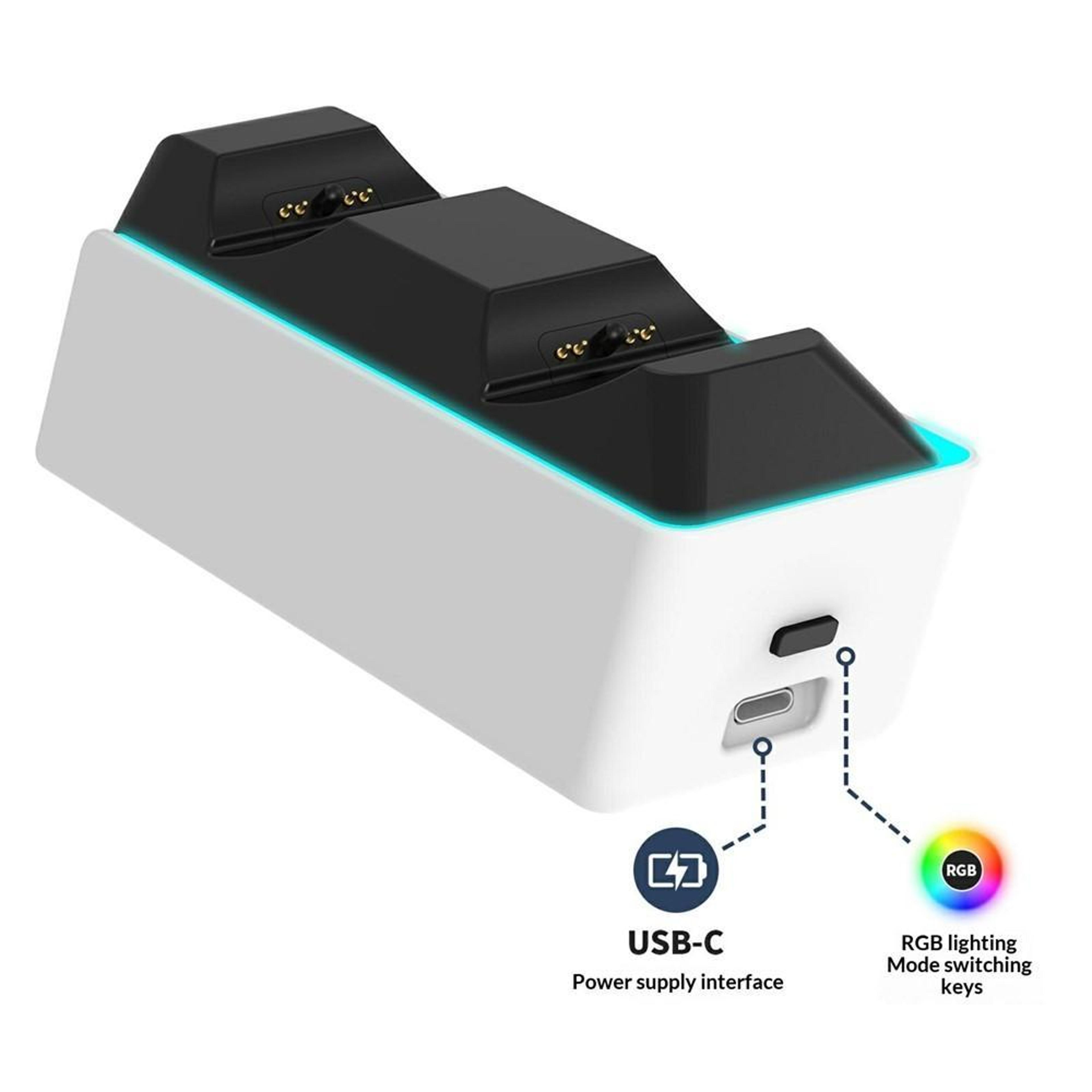 PS5 Controller Charging Station With 9 RGB Light Modes Fast Charger Dock For PS5 PS5 Slim PS5 Pro A 2