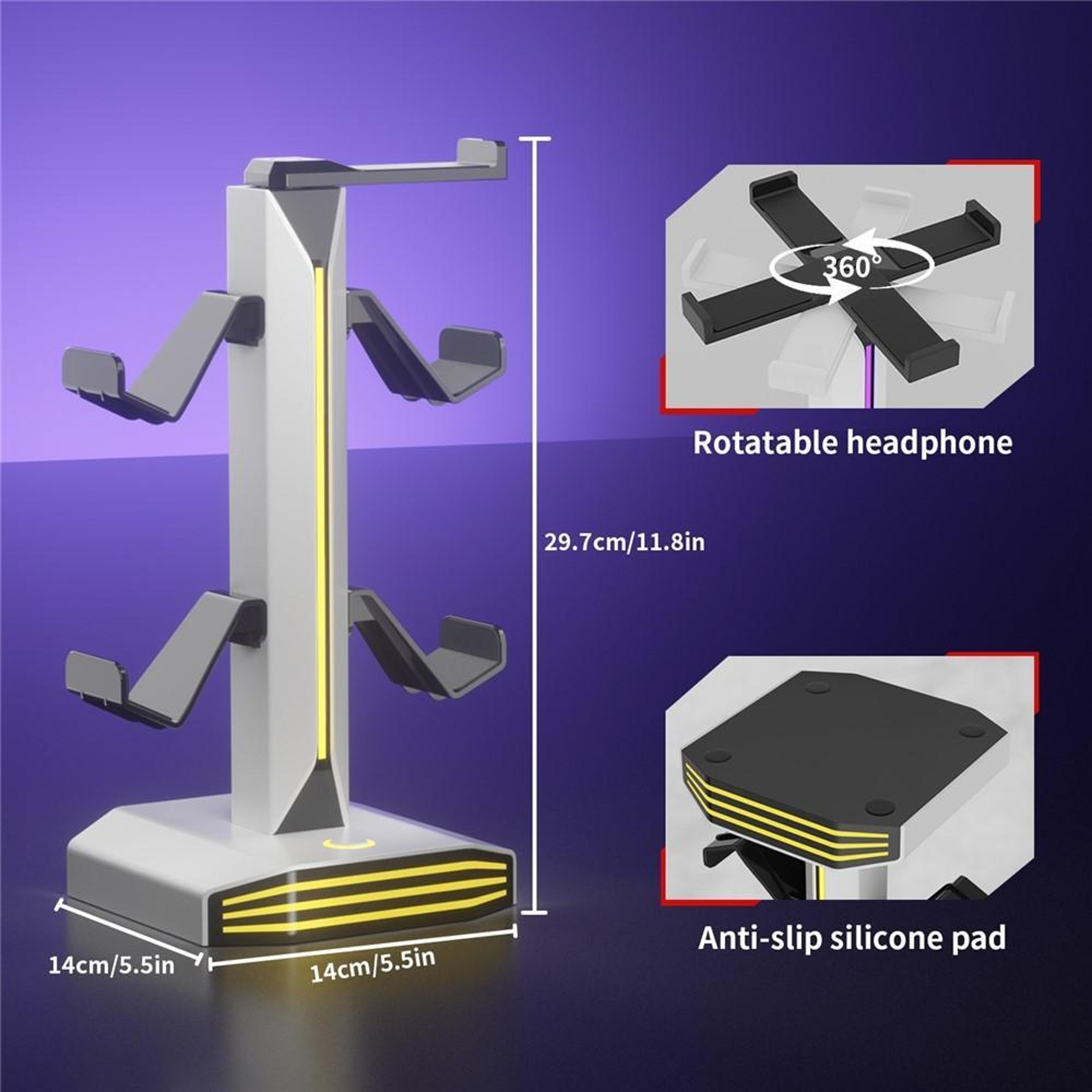 Gaming Headphone Stand With USB Charging And Controller Holder 7