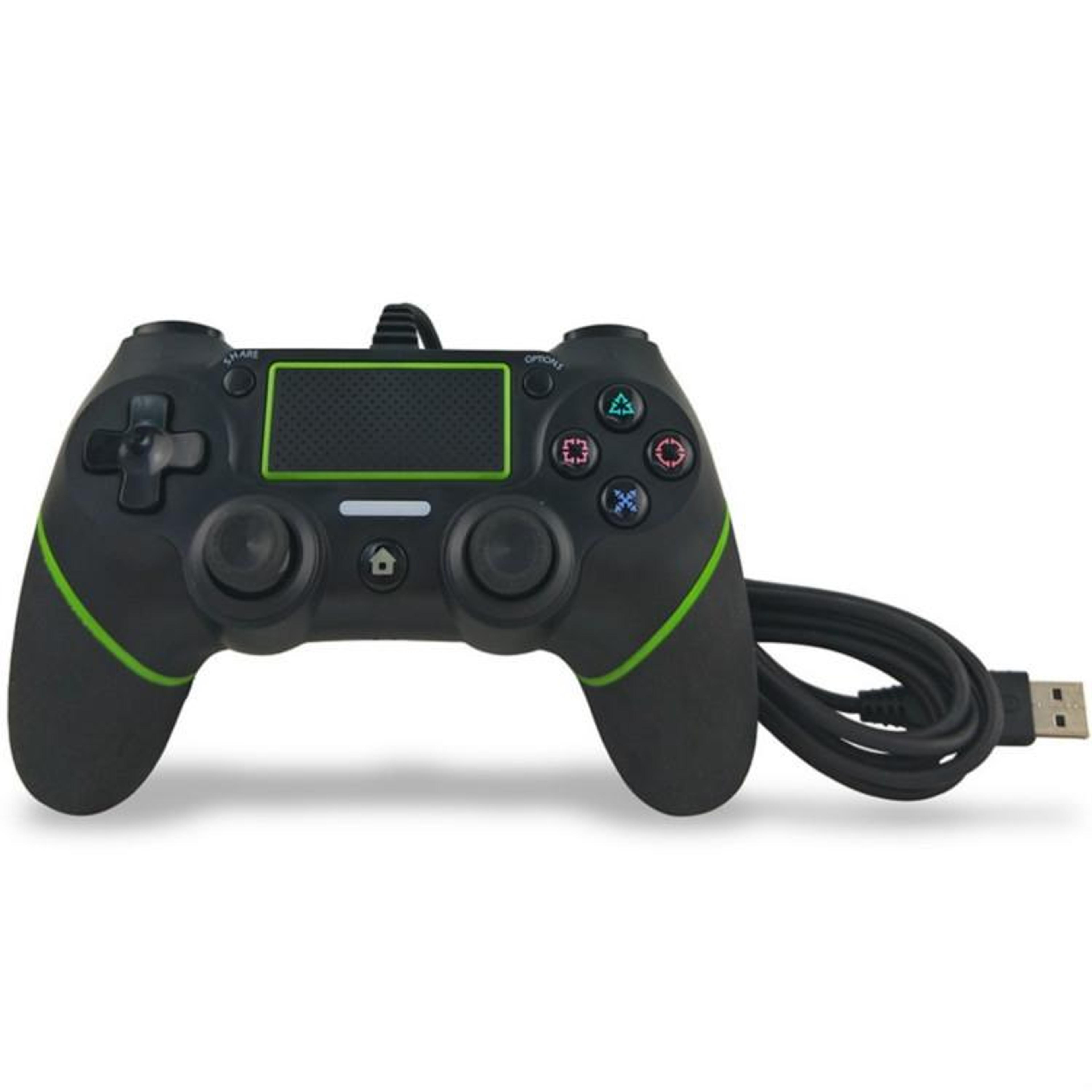 For PS4 Wired Game Controller With Cable Black Green 1