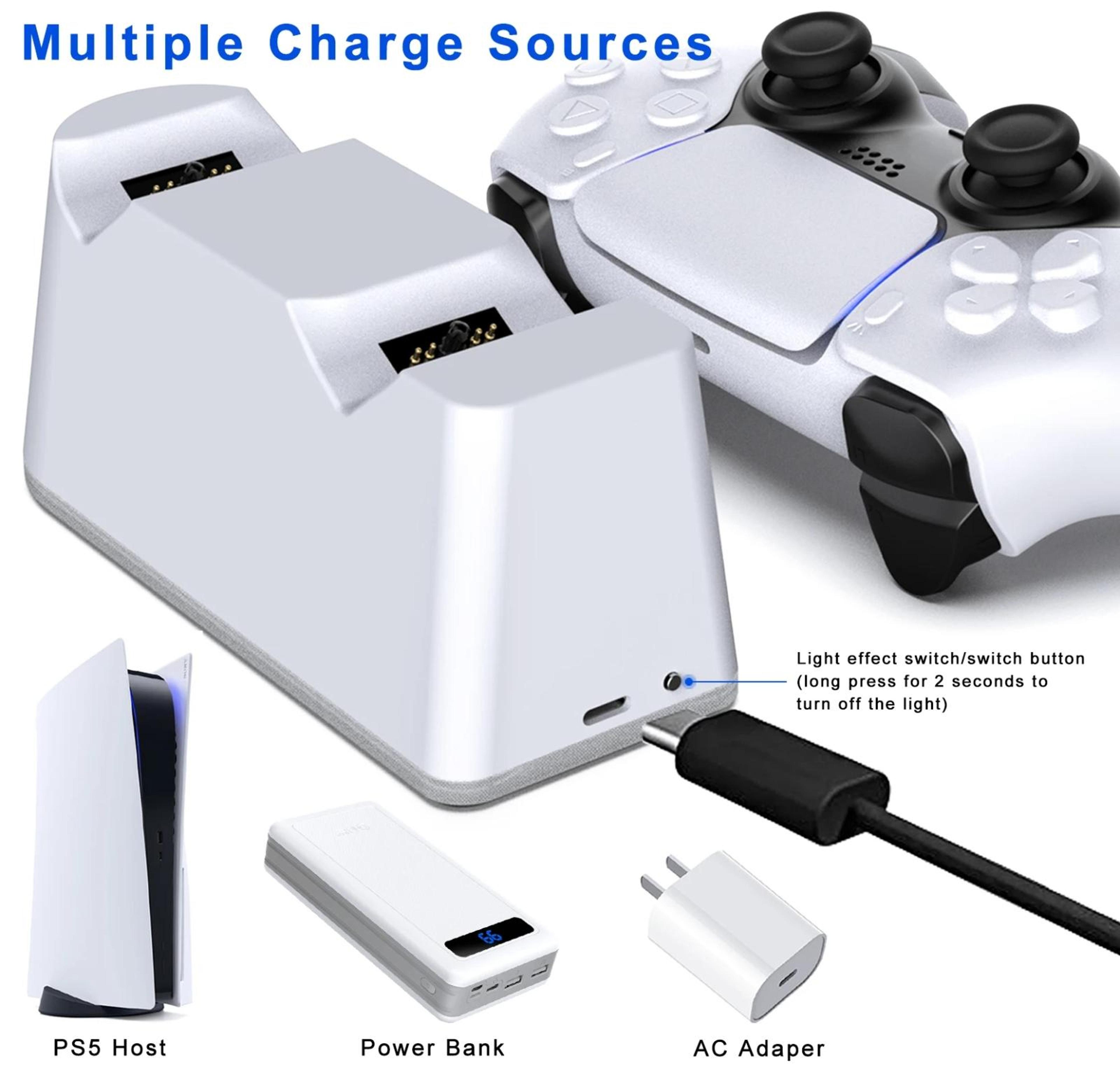 PS5 Dual Controller Charging Dock Fast Charging Station With LED RGB Light And Type C Input 1