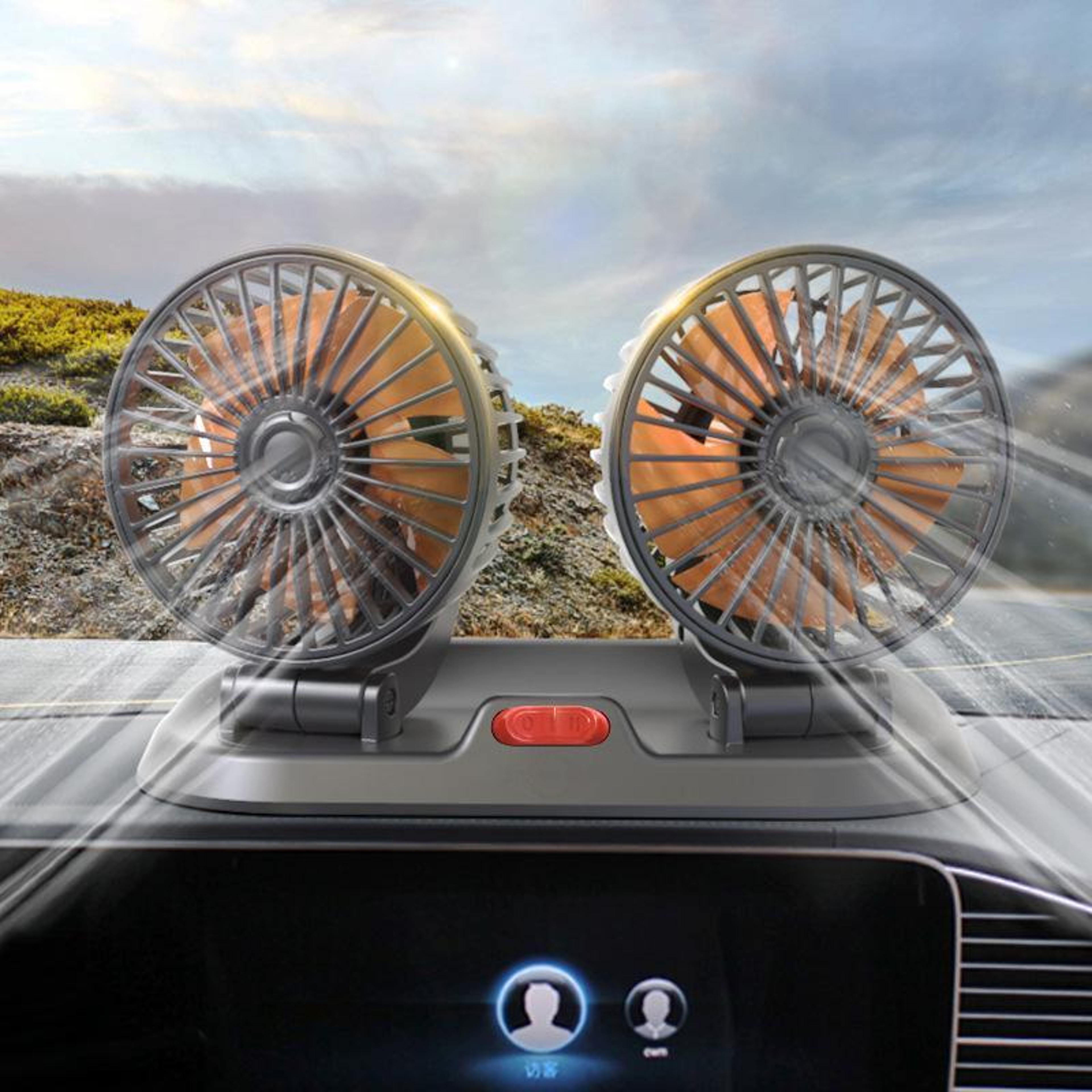 Car Cooling Fan 12V Dual Head Car Fan With Foldable Adjustable Dashboard Design 11