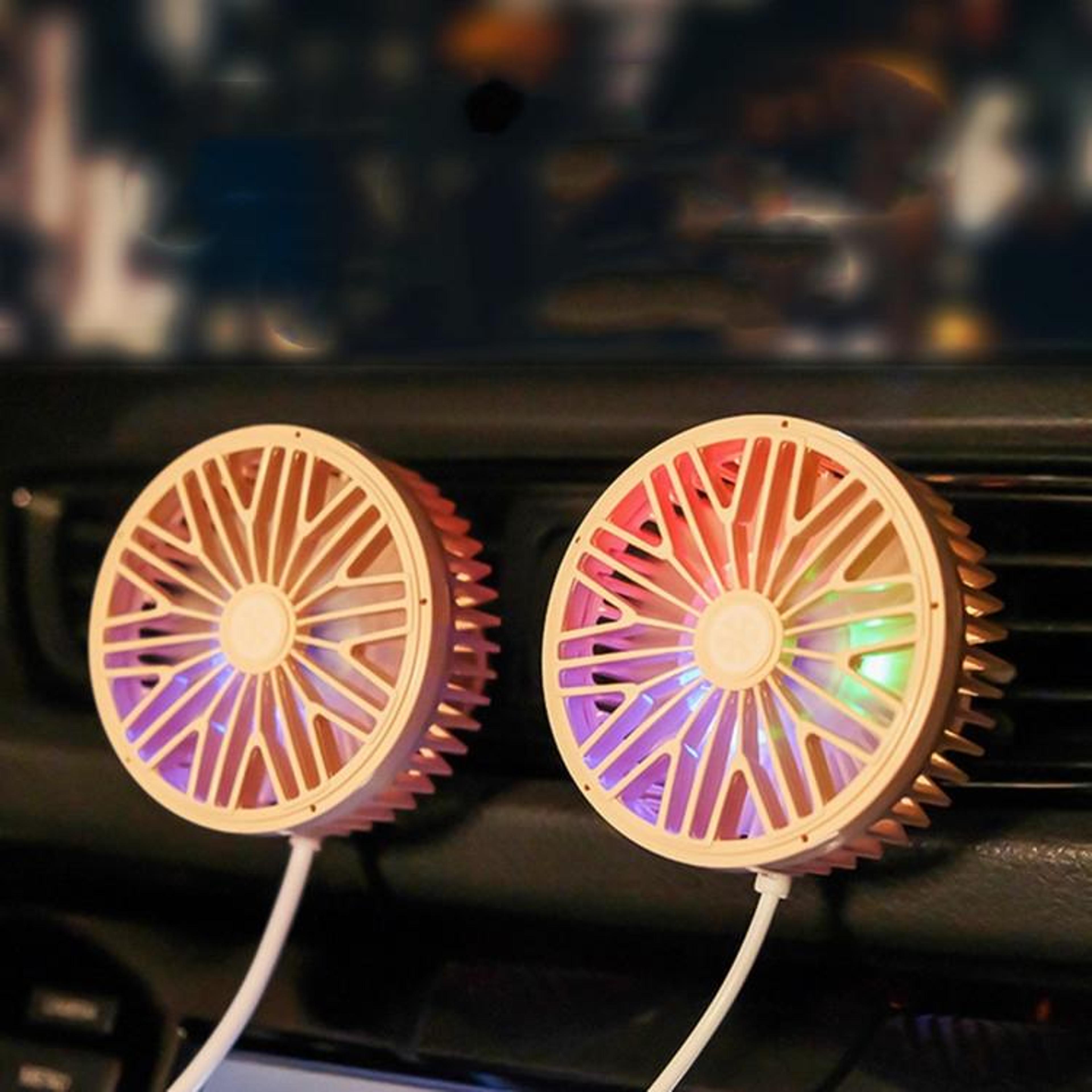 Portable Car Vent Fan USB Mini Car Fan With LED Light Adjustable Air Outlet Cooler 4