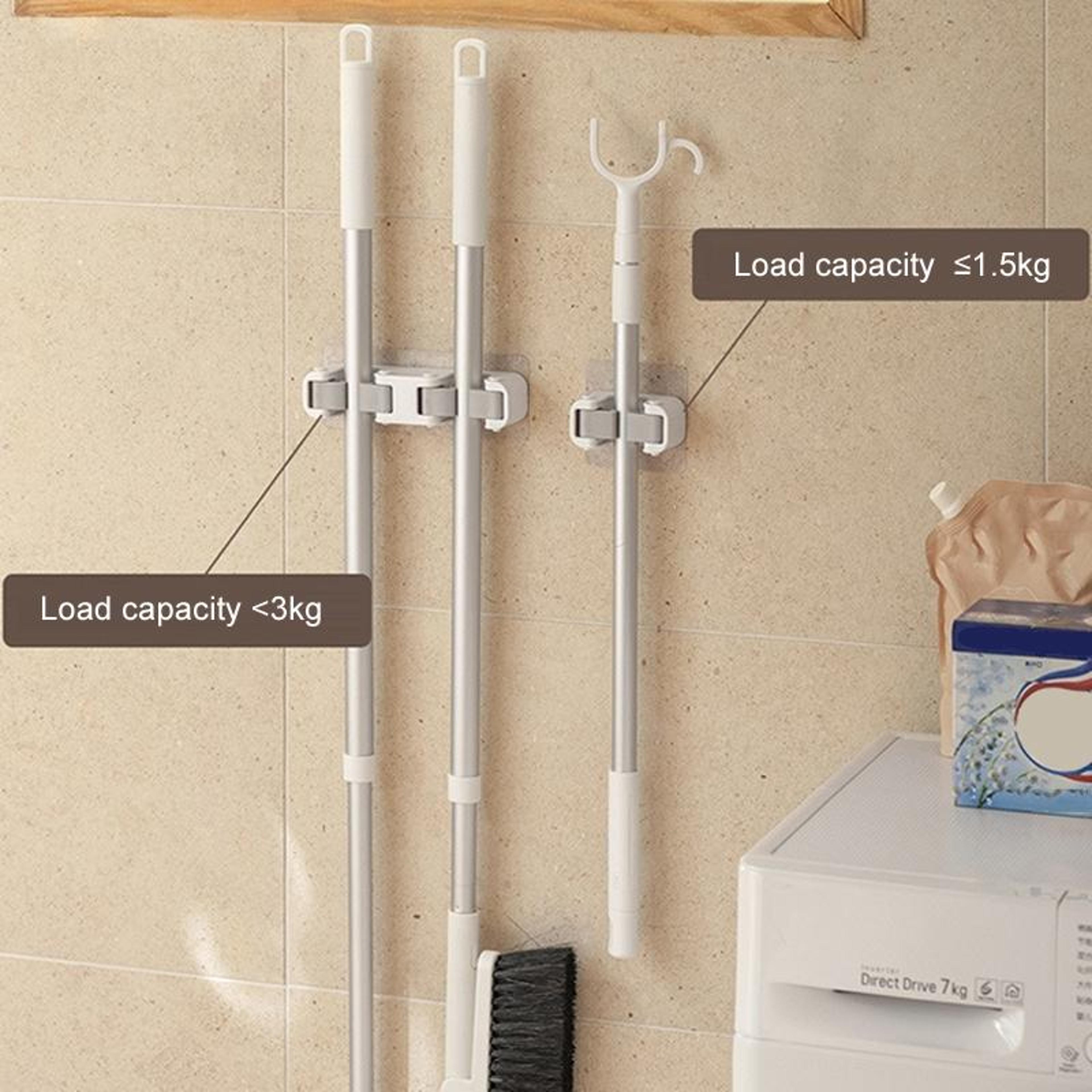 Self Adhesive Wall Mounted Broom Holder And Mop Holder No Drill Cleaning Tool Organizer Clip 5