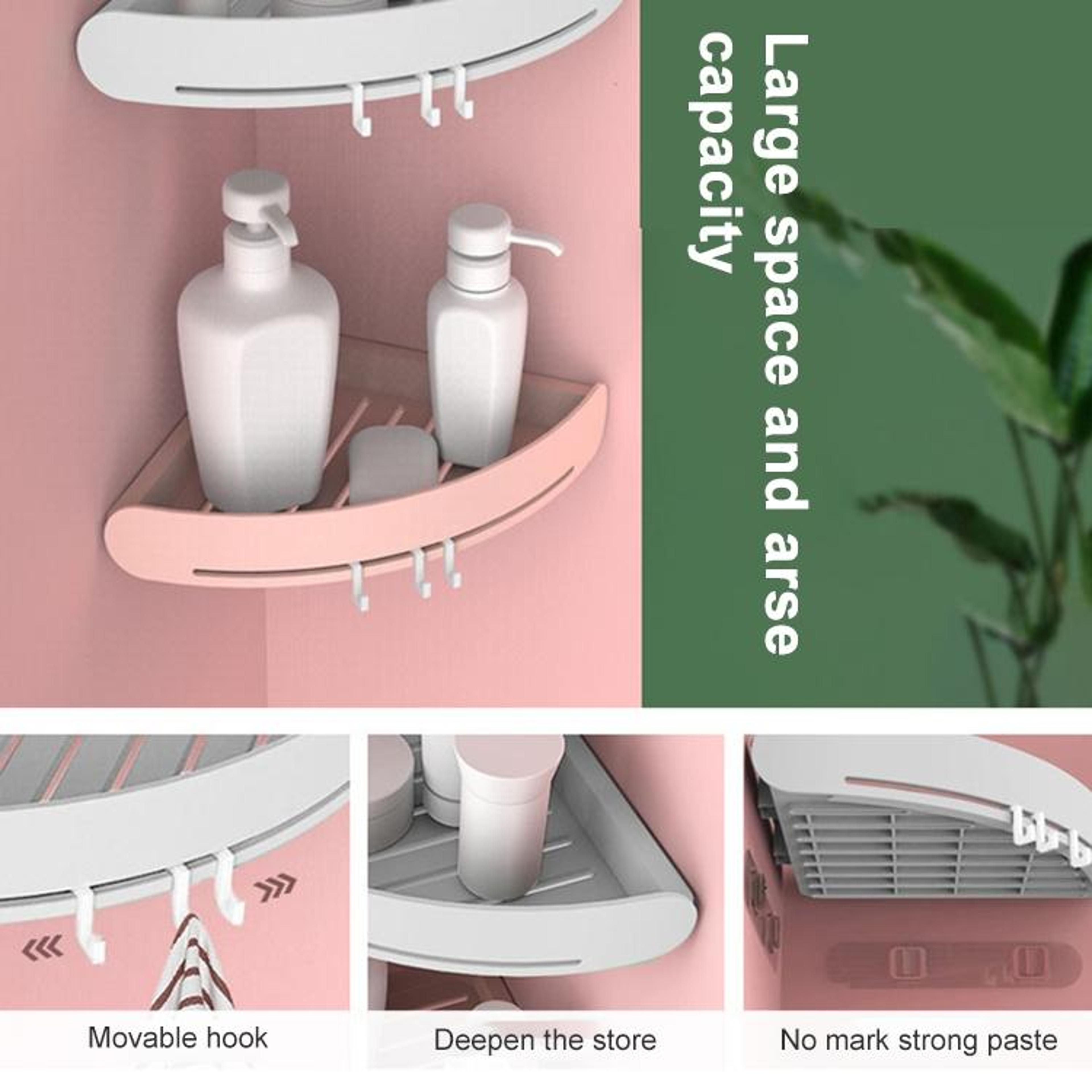 Punch Free Bathroom Corner Shelf Wall Mounted Shower Caddy Triangle Storage Rack 4