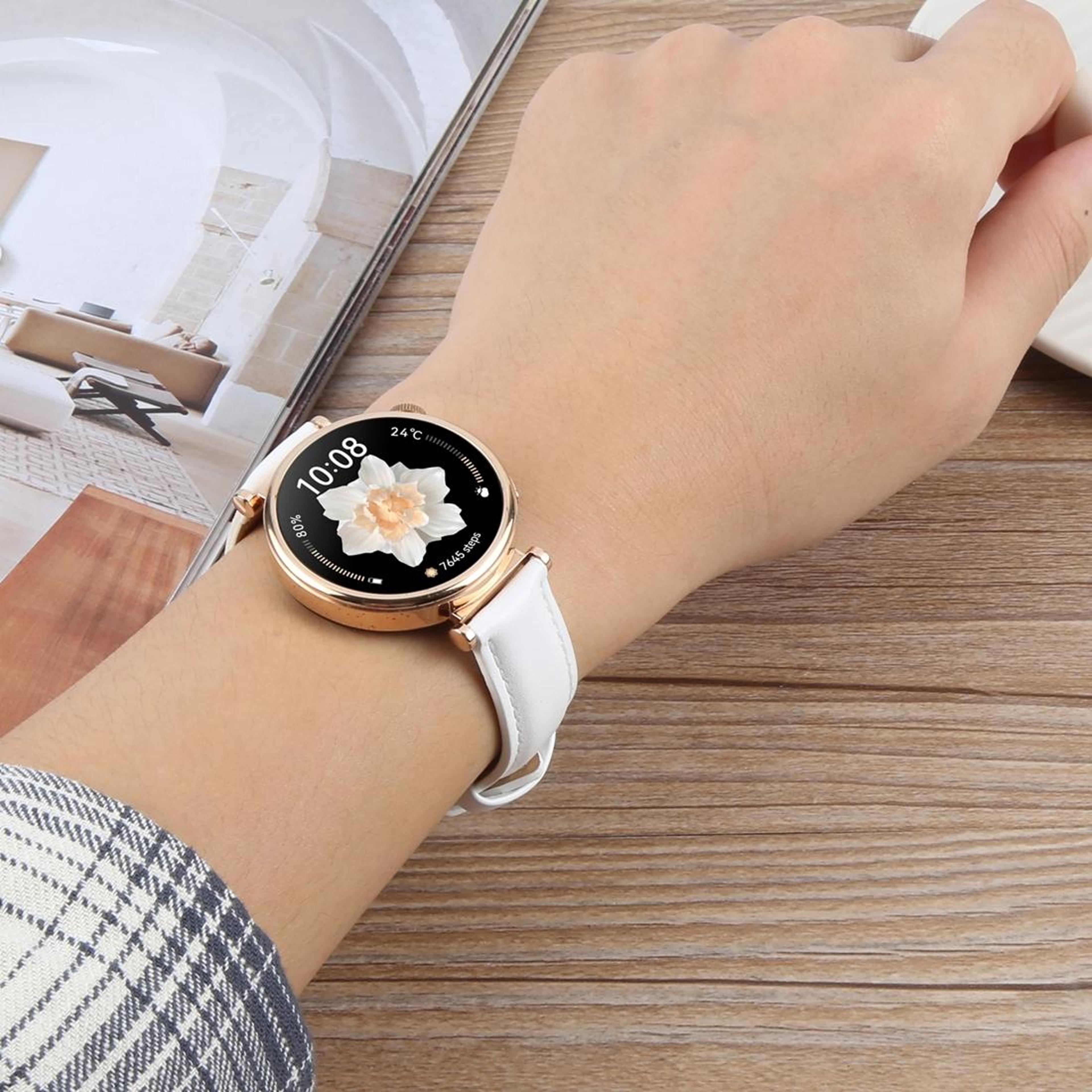 Genuine Leather Watch Band White Replacement Strap With Silver Buckle For Classic Wristwatches 7