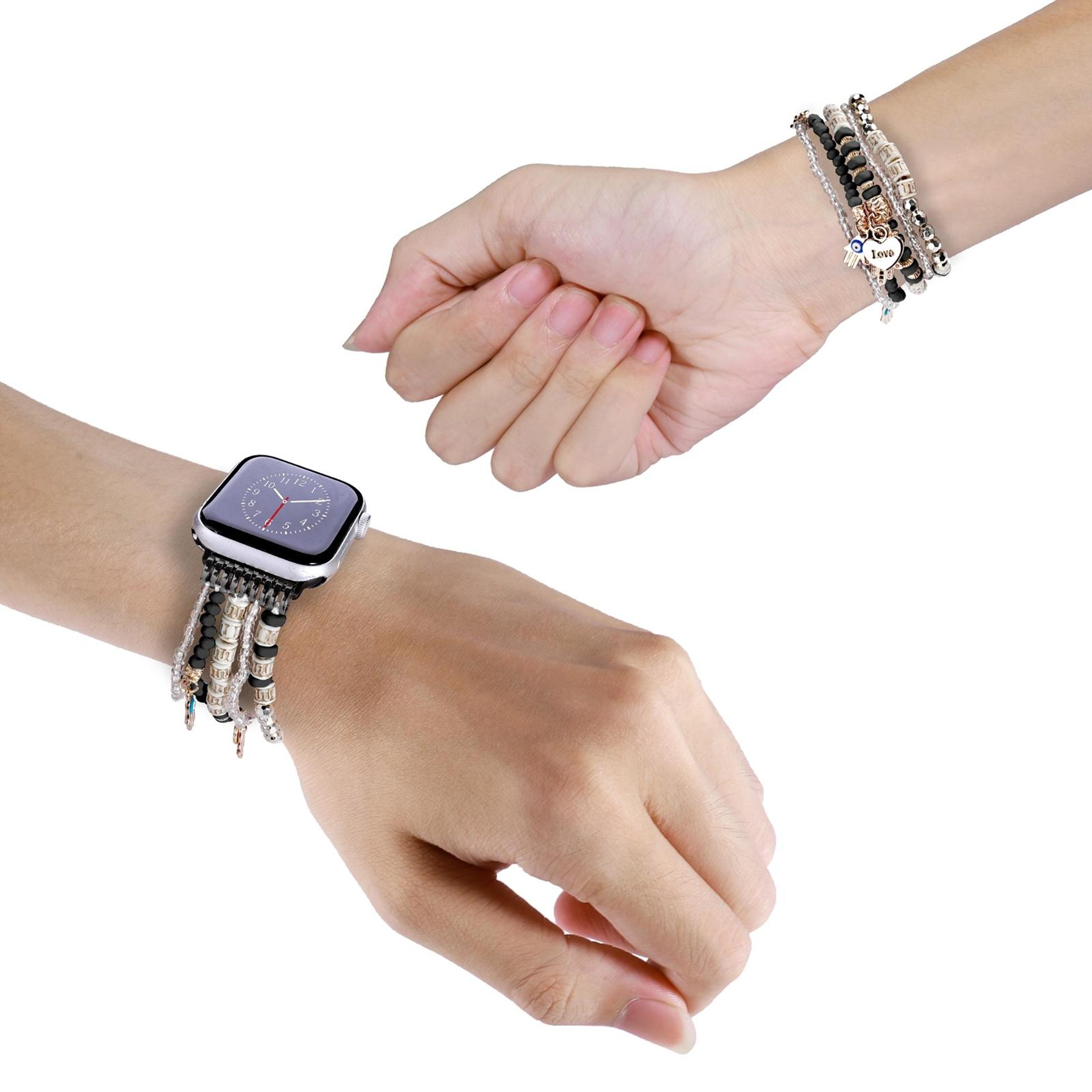 Forest Style Apple Watch Band Beaded Bracelet Stretch Strap For Apple Watch Ultra Series SE 3