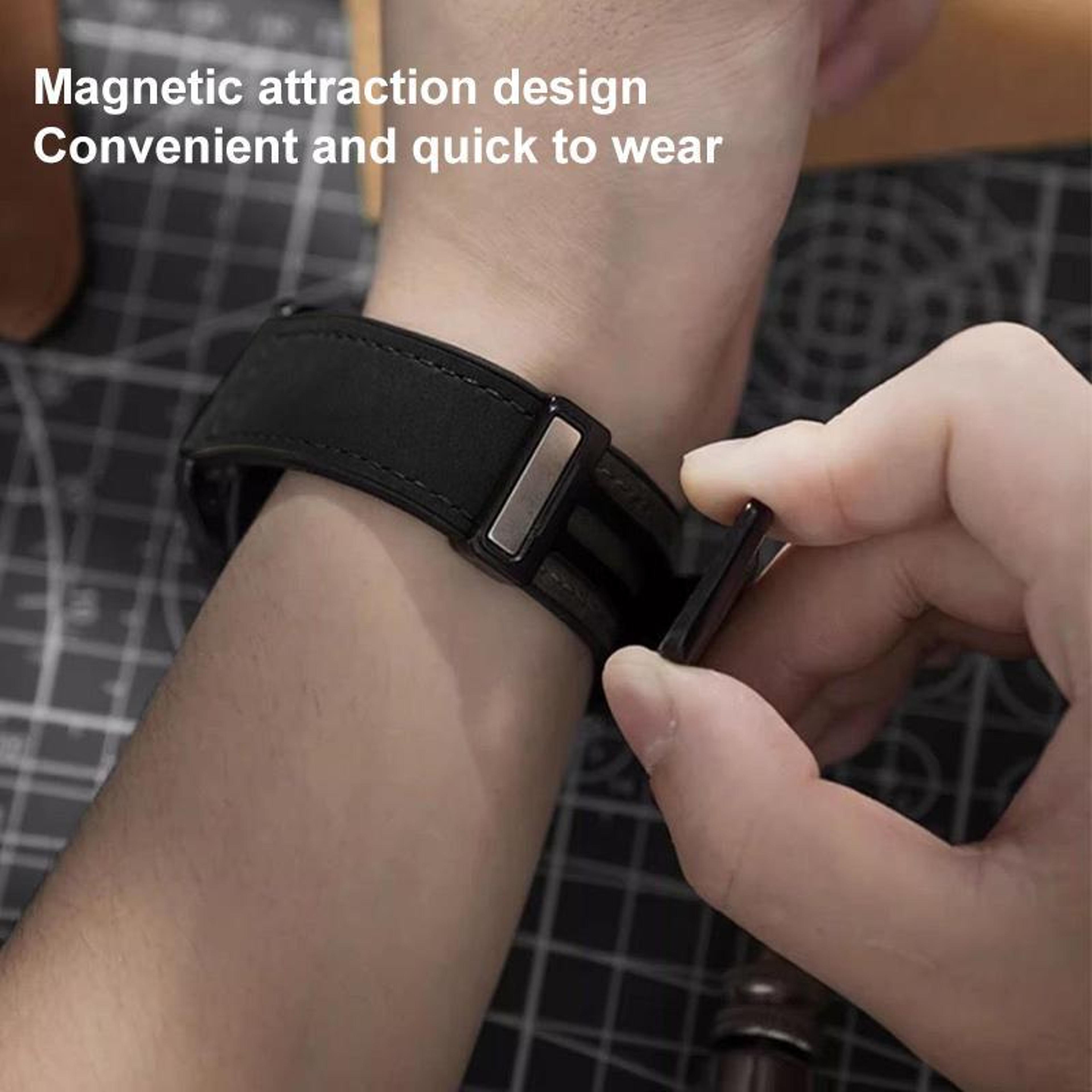 Magnetic Watch Band Crazy Horse Pattern Silicone Watch Strap For Smartwatches 5