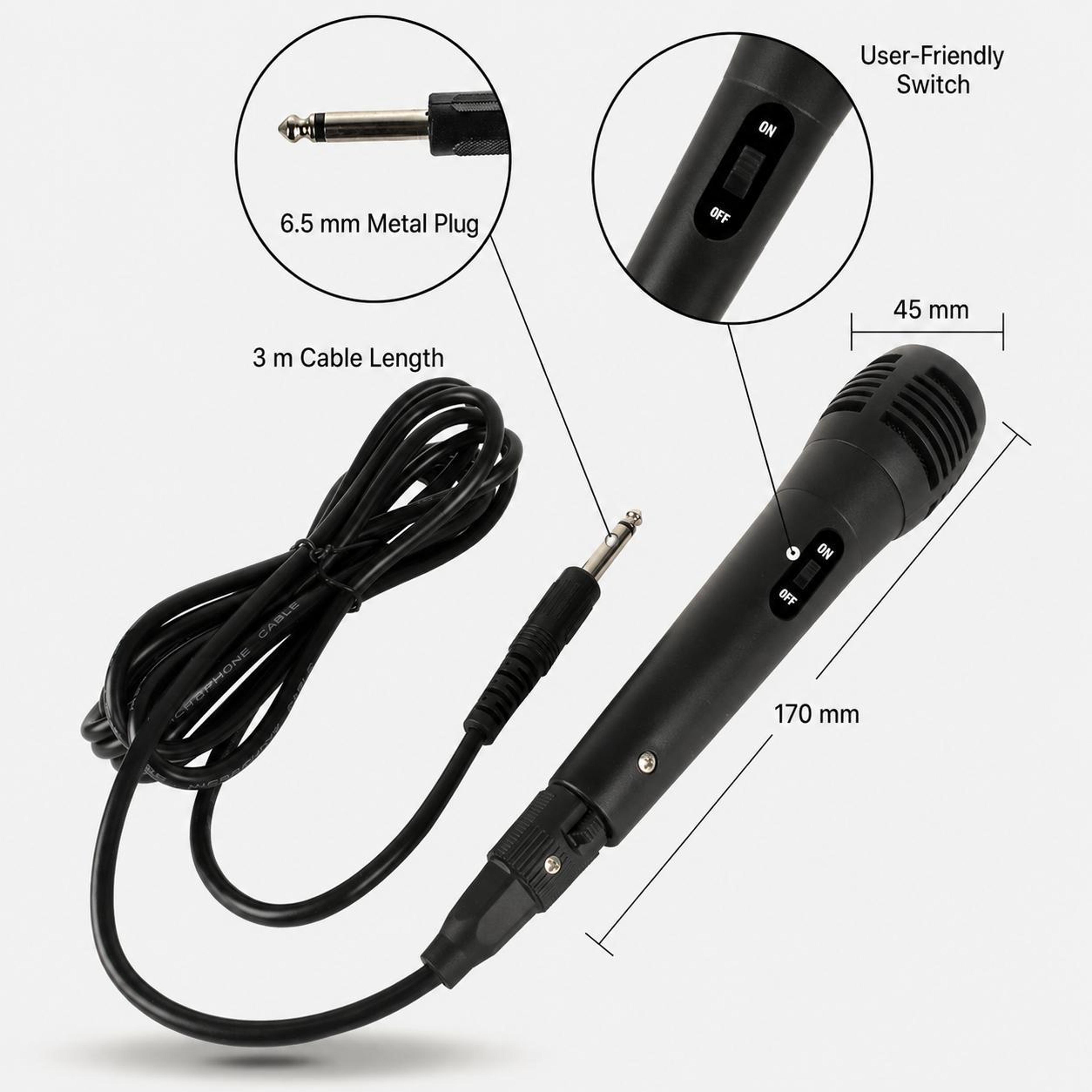 Wired Dynamic Microphone Handheld Karaoke Microphone For Singing Recording And PA 3