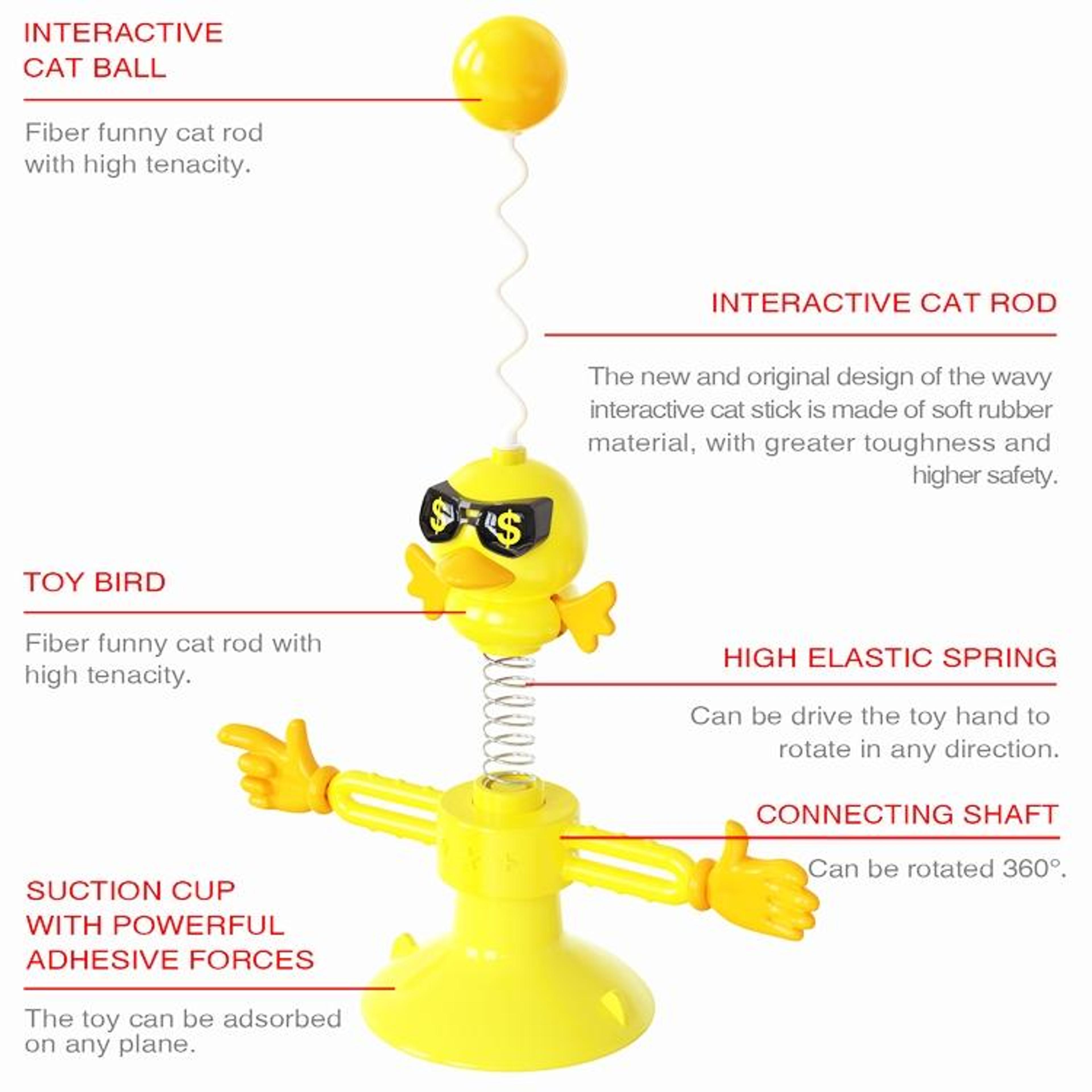 Interactive Cat Toy Suction Cup Windmill Spinner With Spring Teaser For Indoor Cats 2