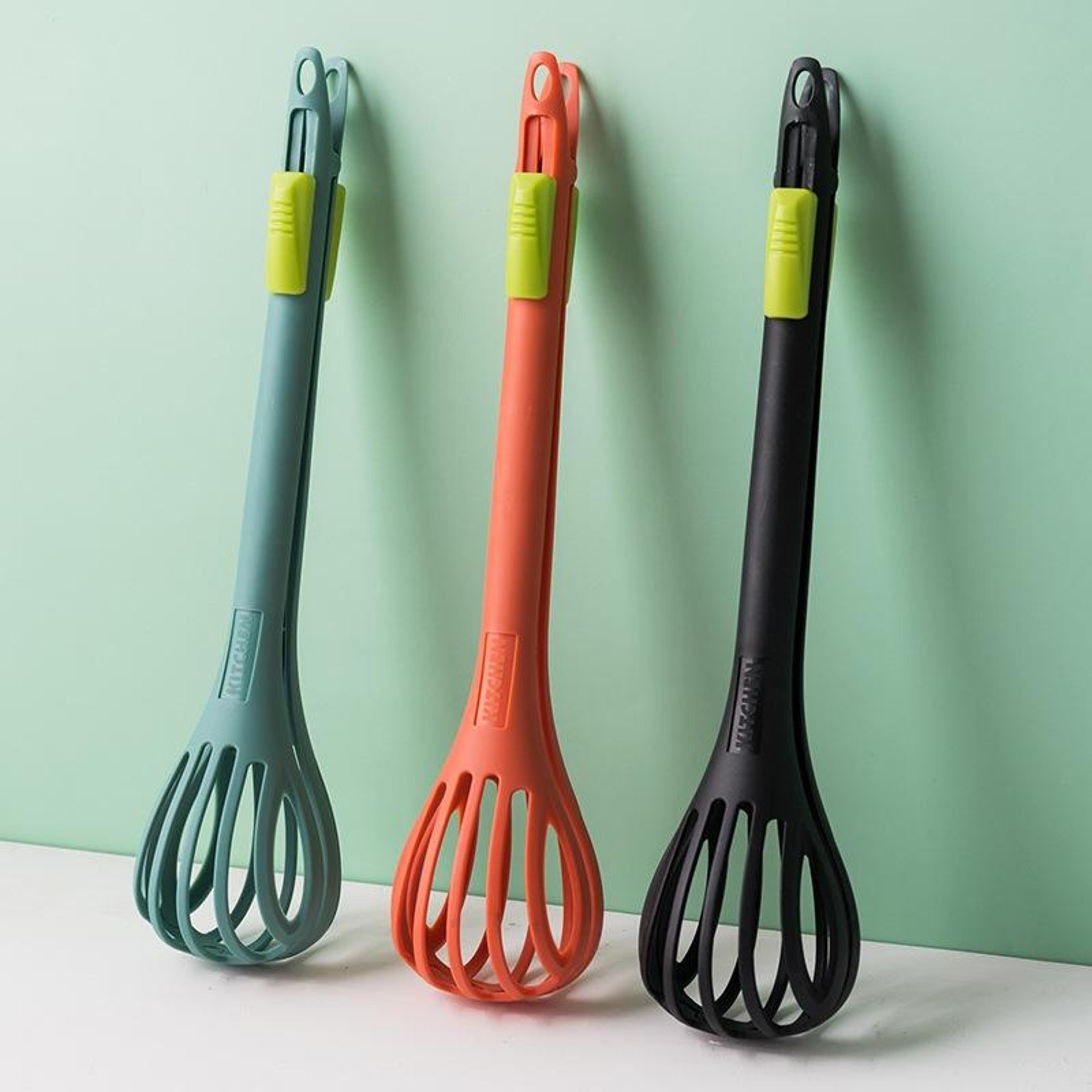 Manual Egg Whisk And Food Tongs Multi Purpose Nylon Kitchen Baking Tool 1