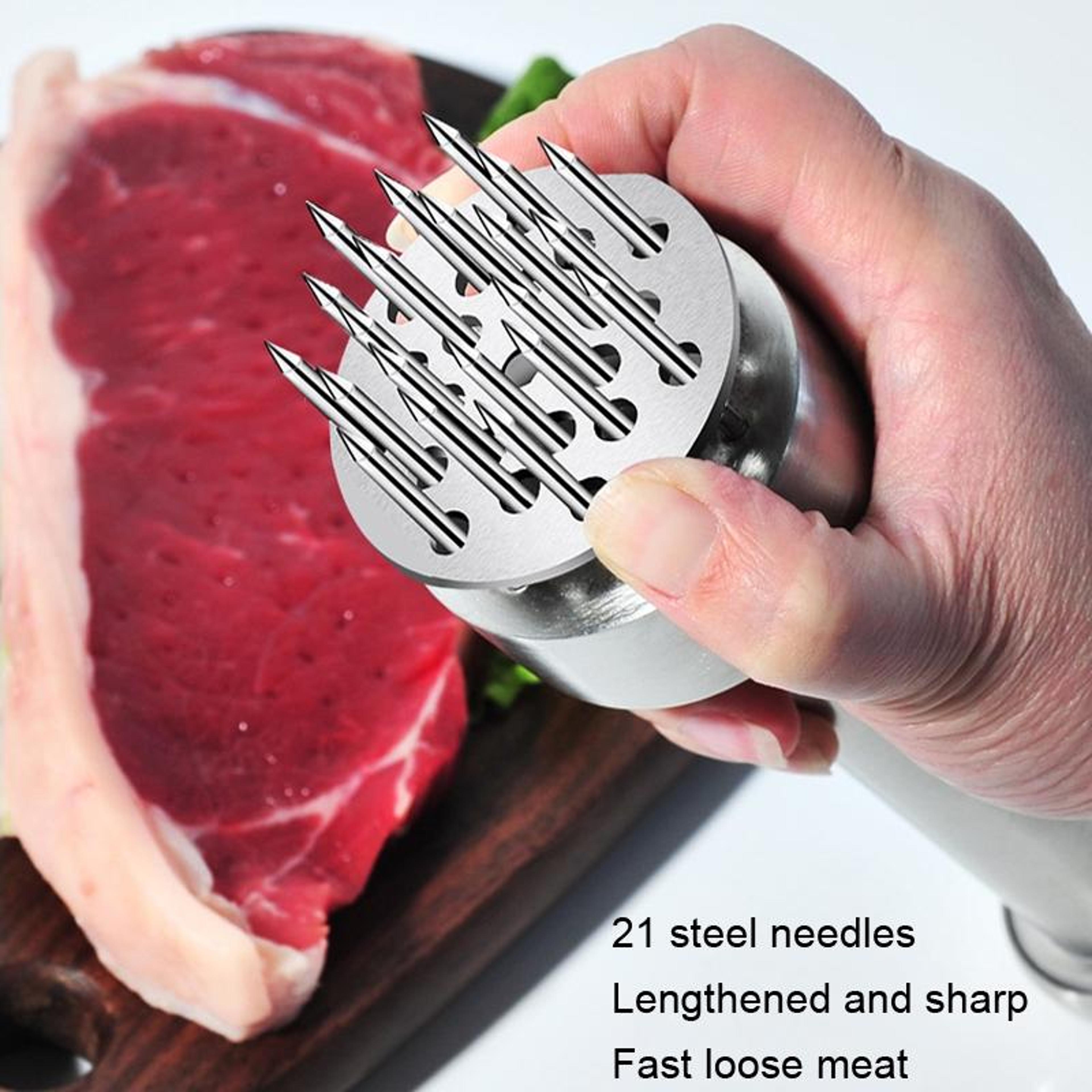 Meat Tenderizer Tool Stainless Steel Steak Tenderizer With Cleaning Brush 3