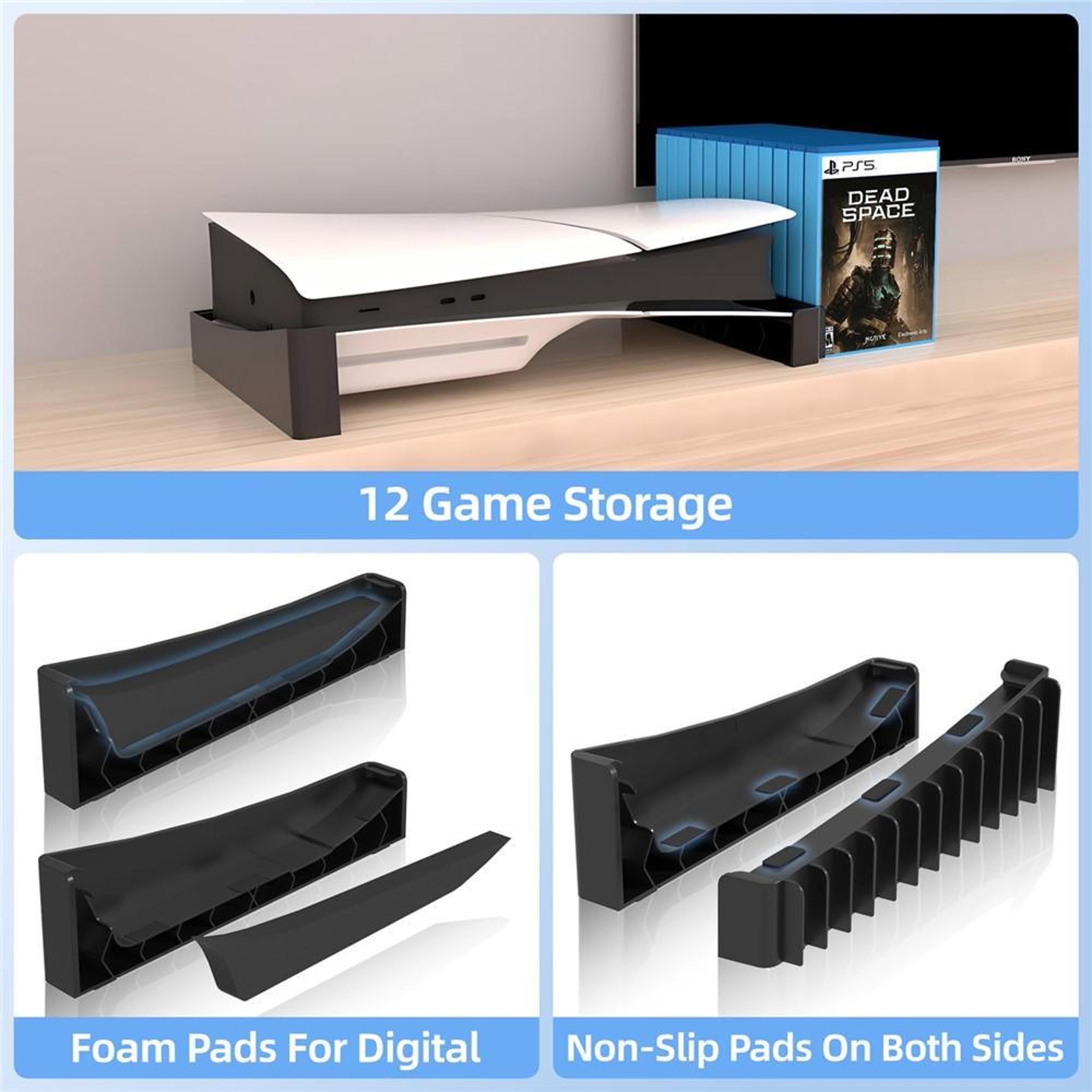 PS5 Cooling Stand With 12 Disc Storage For PS5 Pro And PS5 Slim Digital Disc Edition 3