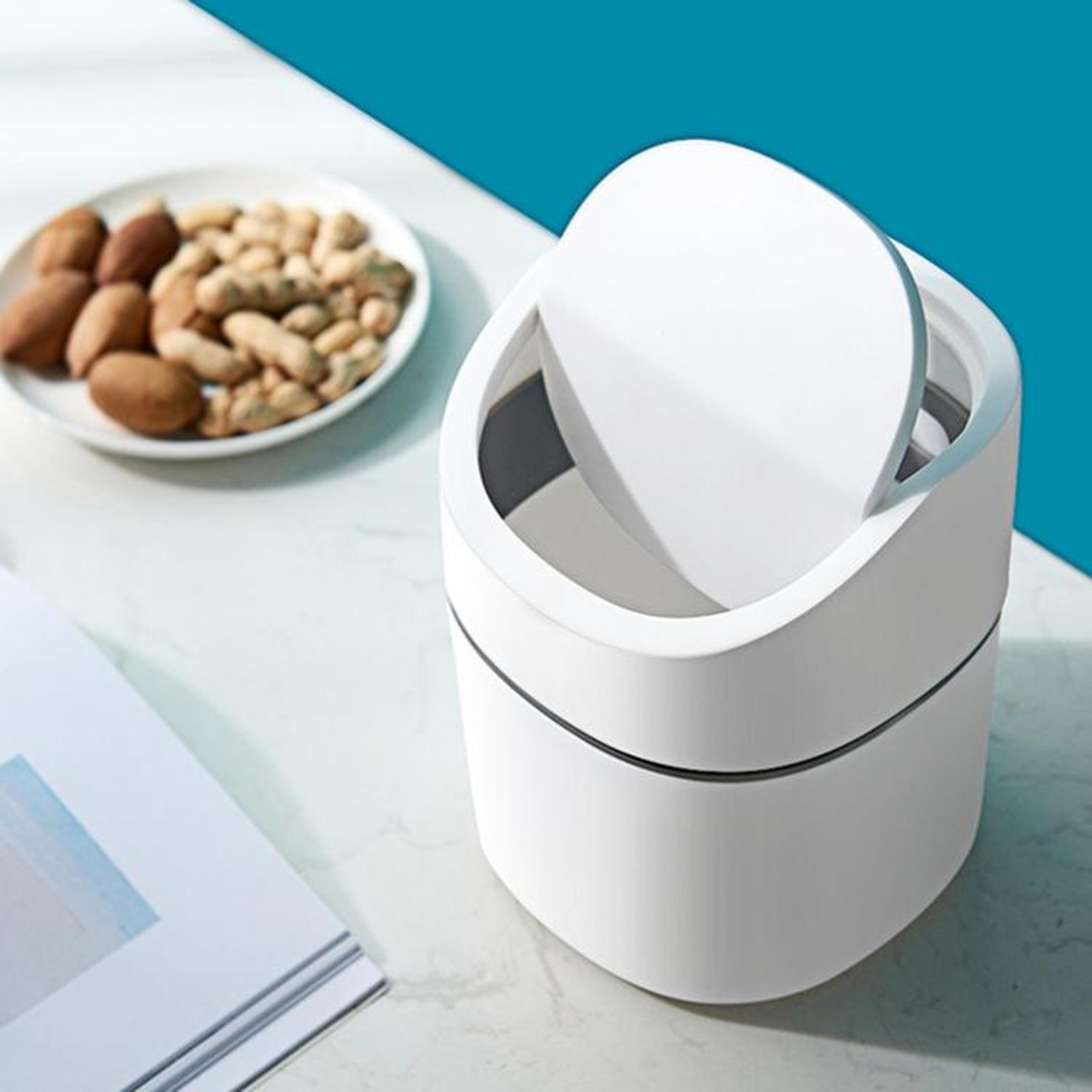 Mini Desktop Trash Can With Flip Lid Covered Storage For Clean Spaces 5