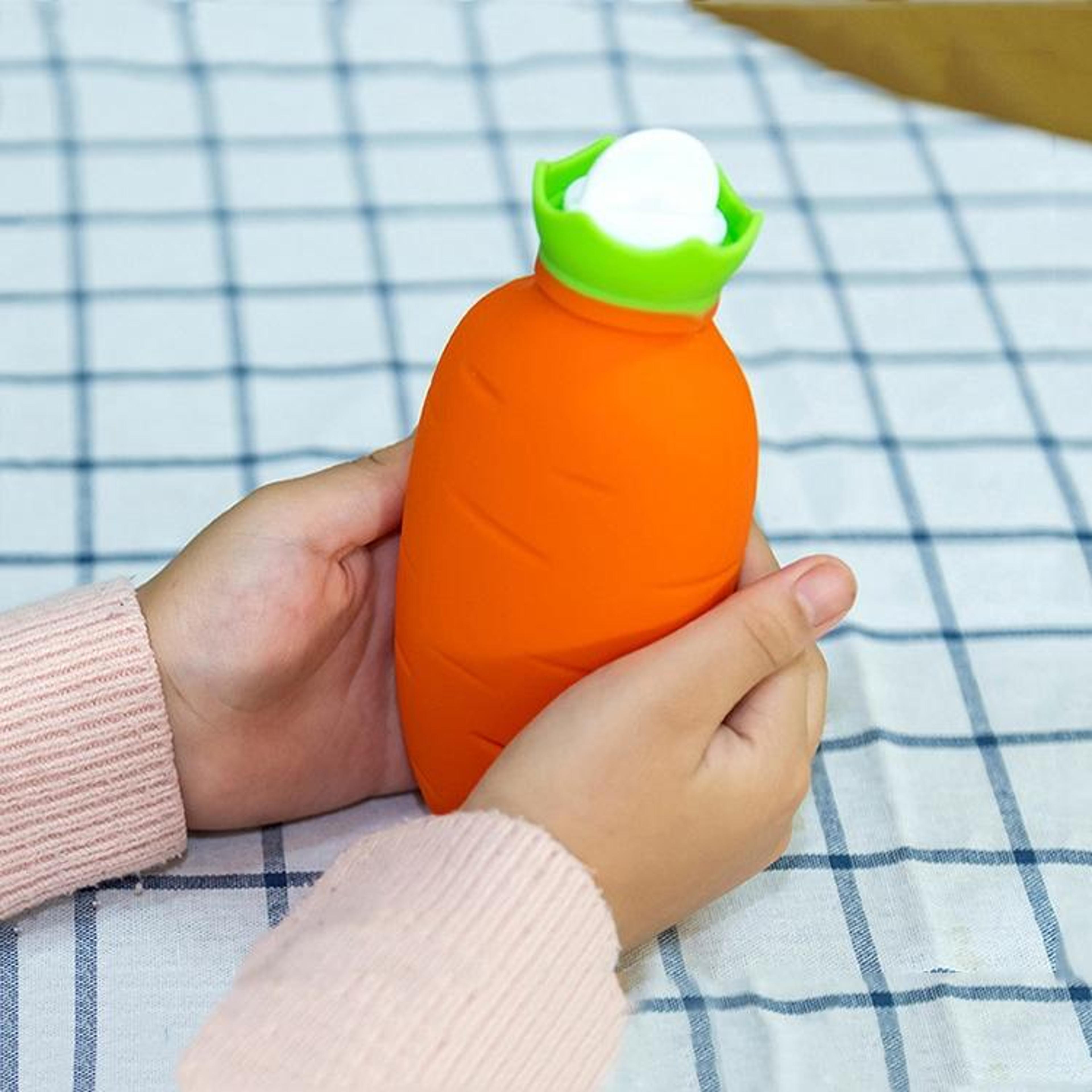 Cute Silicone Hot Water Bag Carrot Hand Warmer Leak Proof Reusable Heat Therapy Bottle 9