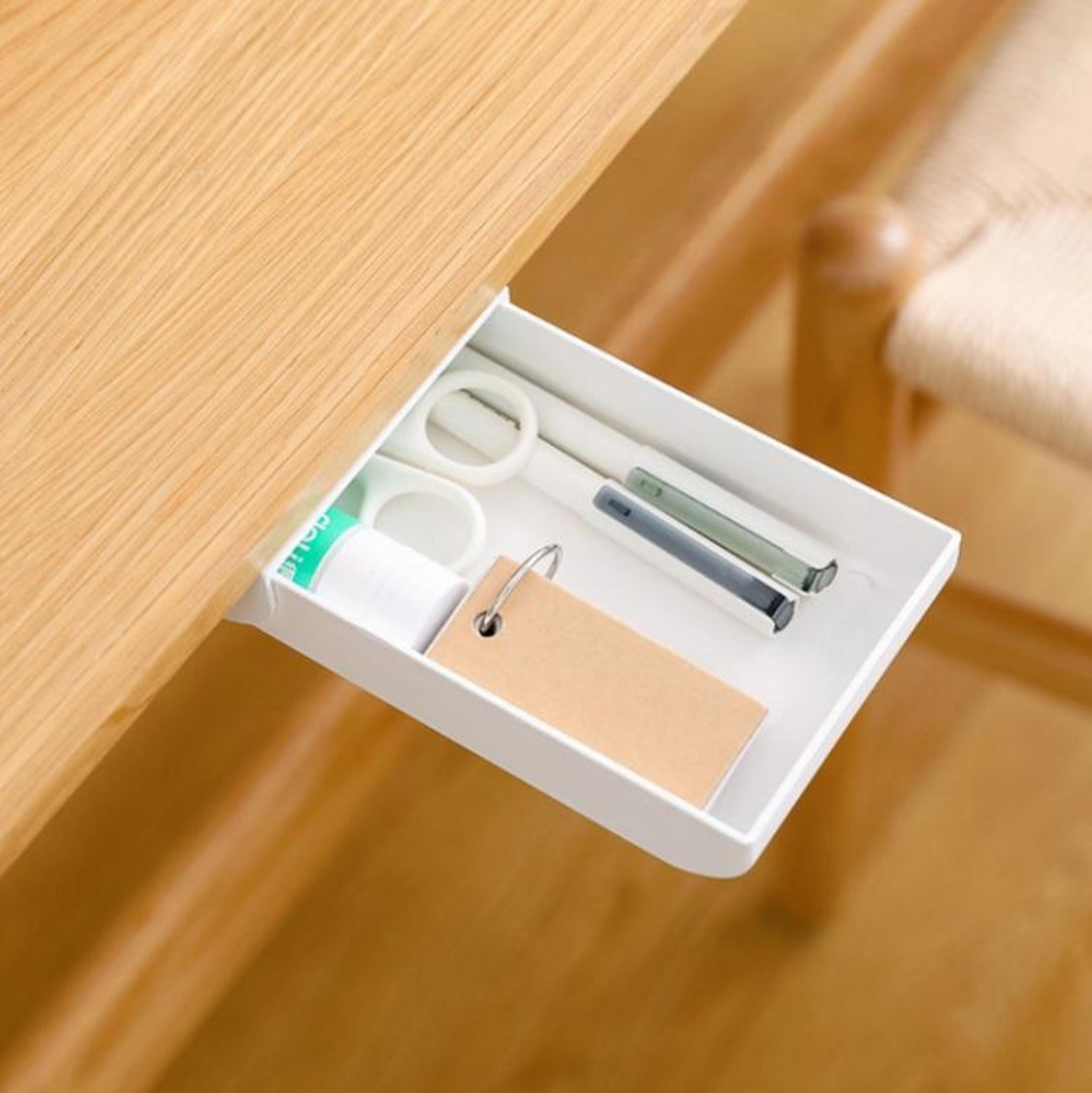 Hidden Under Desk Drawer Organizer Self Adhesive Desk Storage Drawer For Home Office Study 6