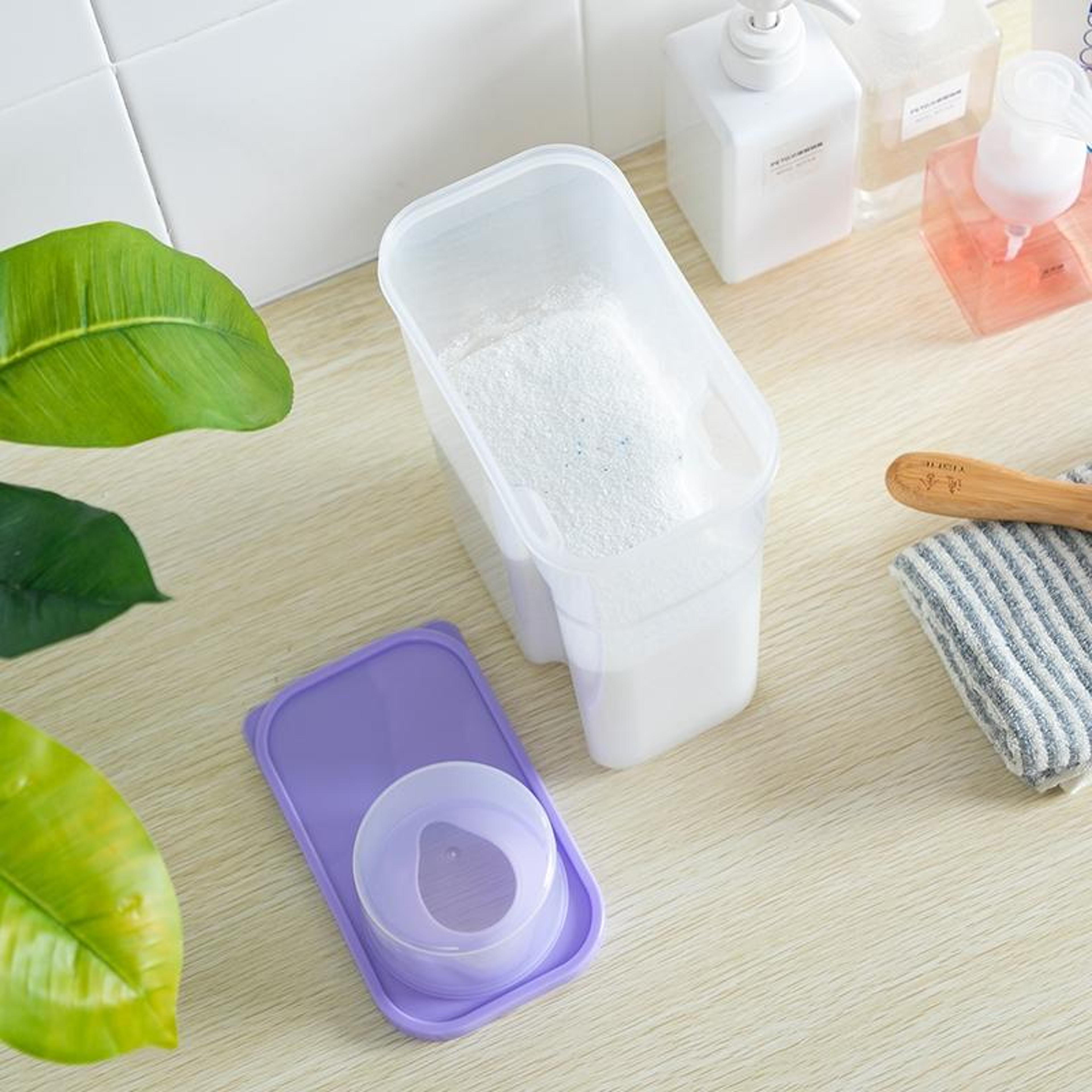 Laundry Detergent Storage Container Clear Plastic Washing Powder Container With Lid 6