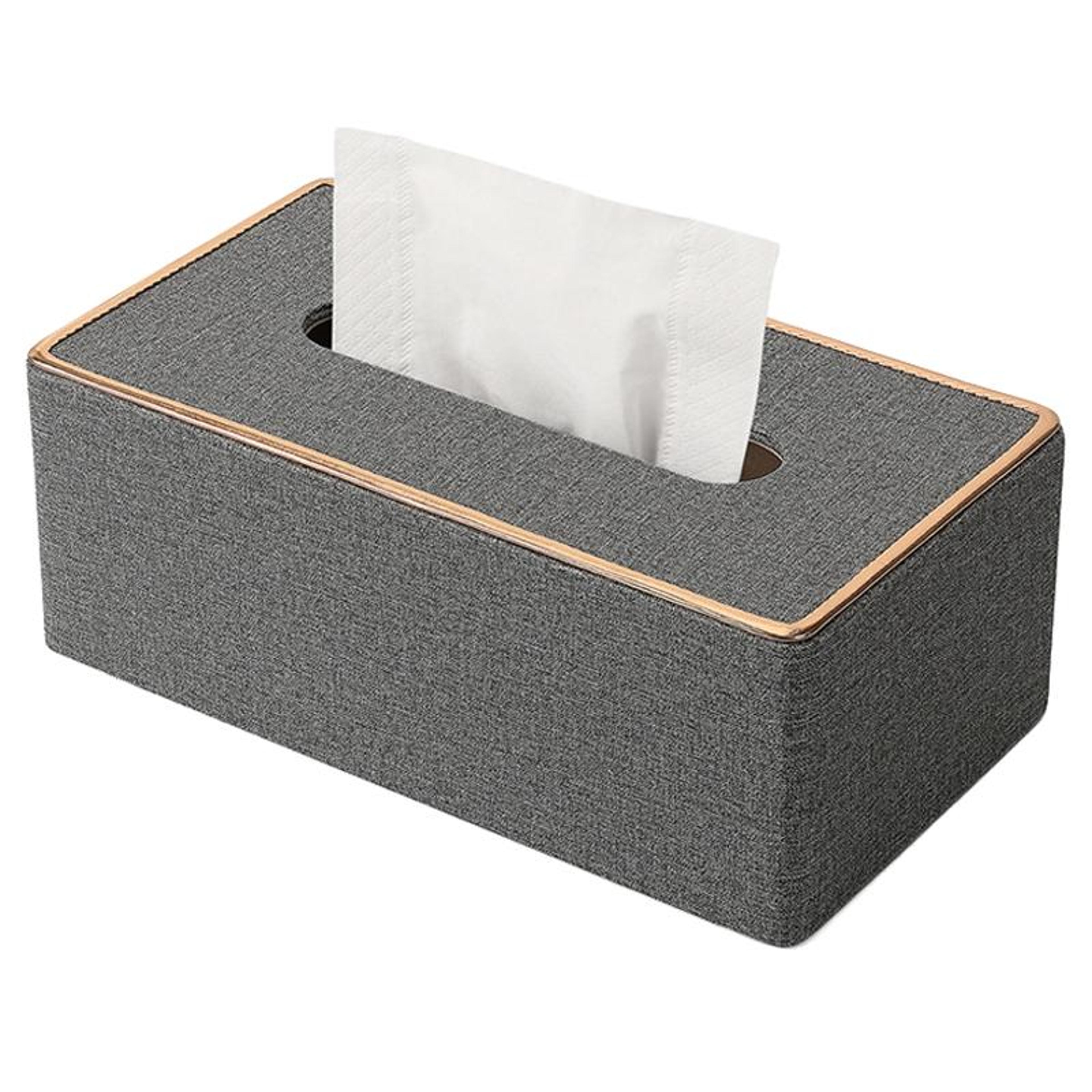 Luxury Faux Leather Tissue Box Cover With Gold Rim Elegant Decorative Tissue Holder For Home Office 9