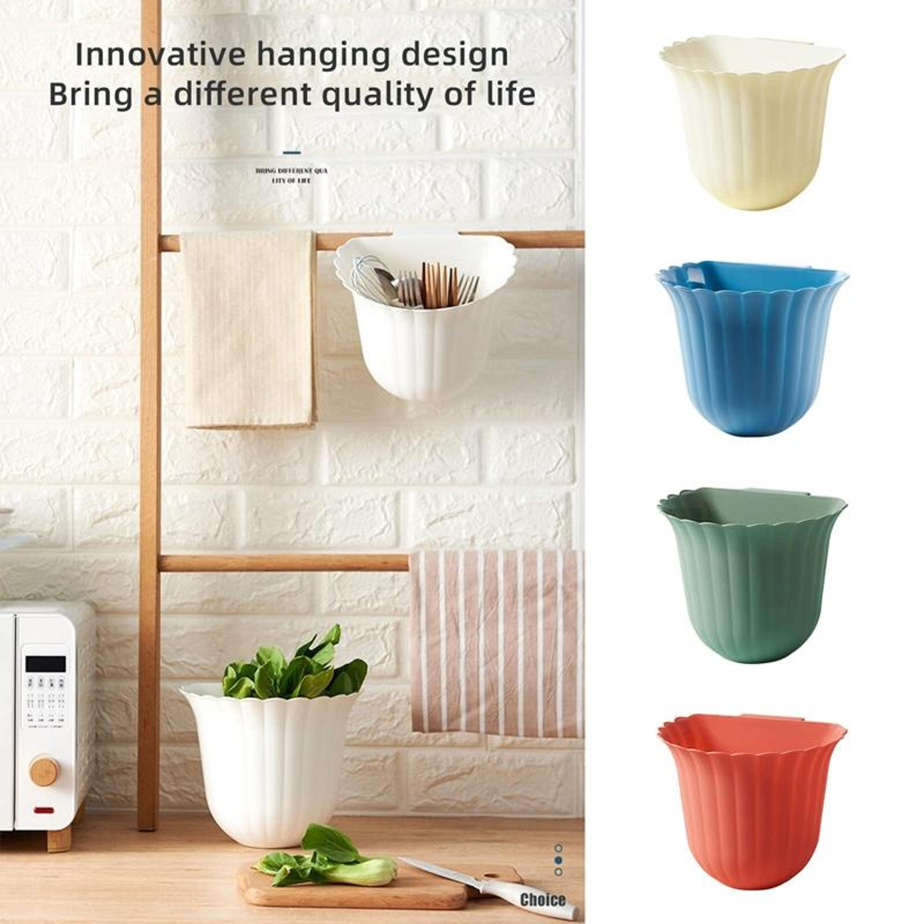 Foldable Hanging Kitchen Trash Can Space Saving Cabinet Door Wall Mounted Trash Bin 5