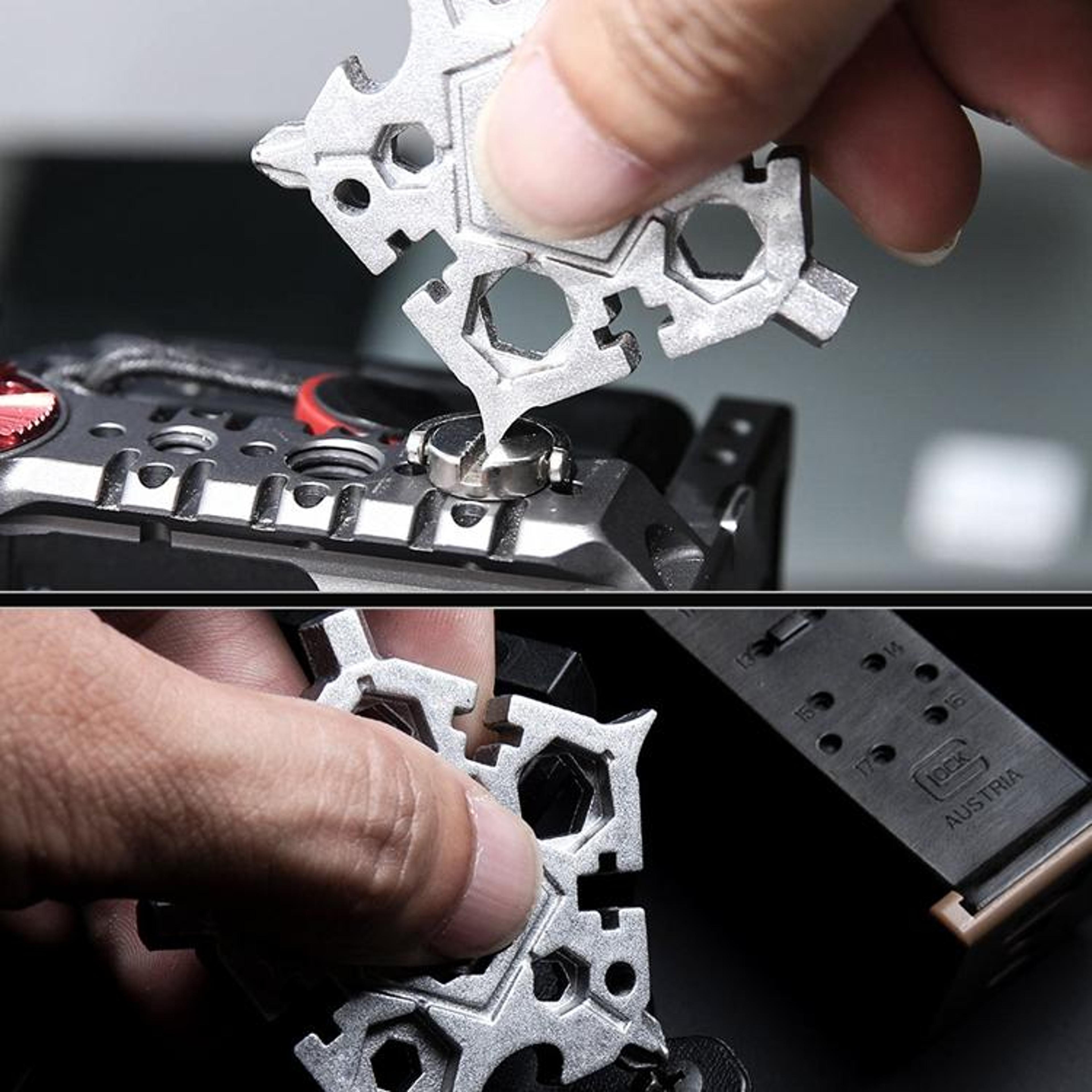 Snowflake Multitool Stainless Steel EDC Keychain Tool Pocket Repair Wrench 6