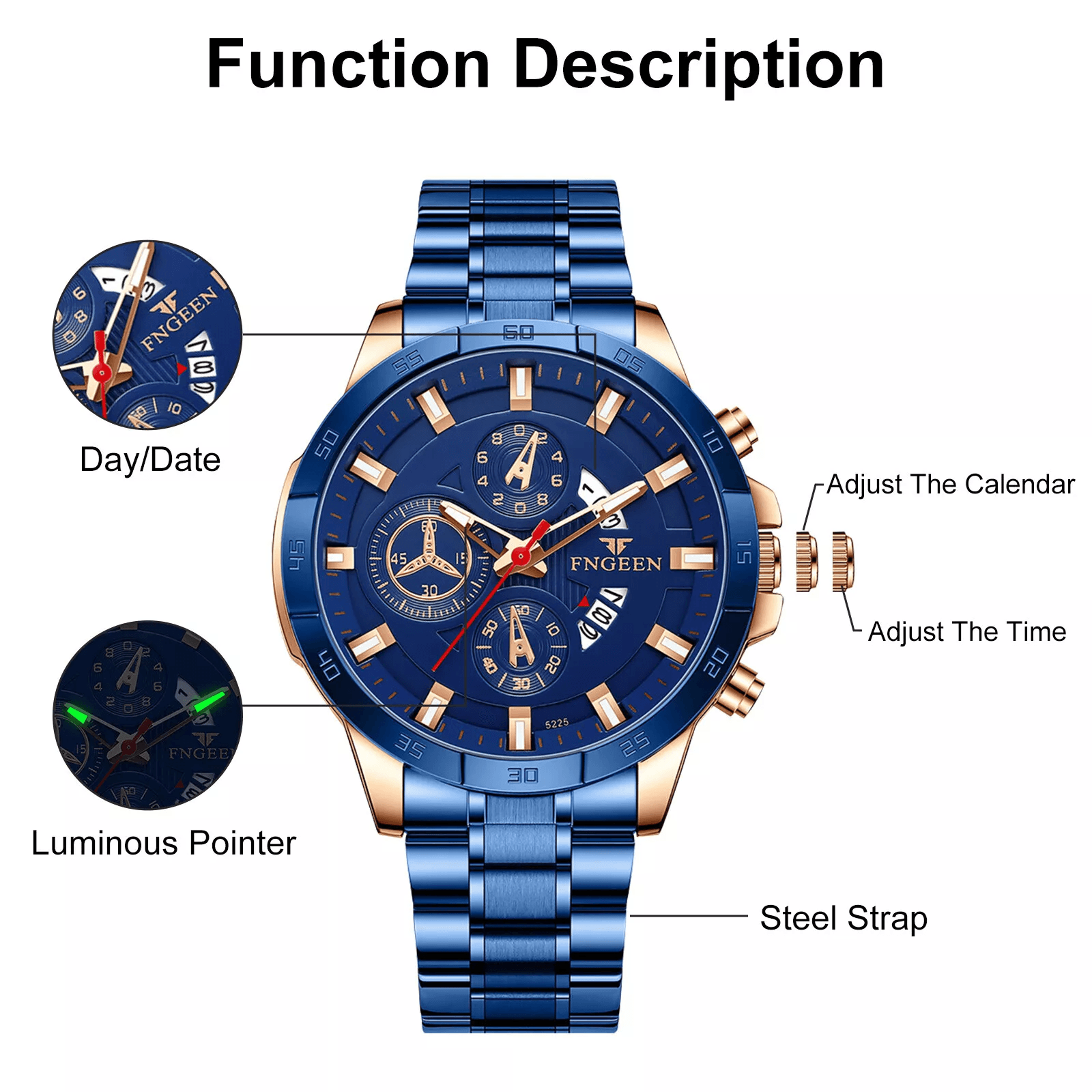 Waterproof Mens Watch Stainless Steel Quartz Classic Business Wristwatch 3