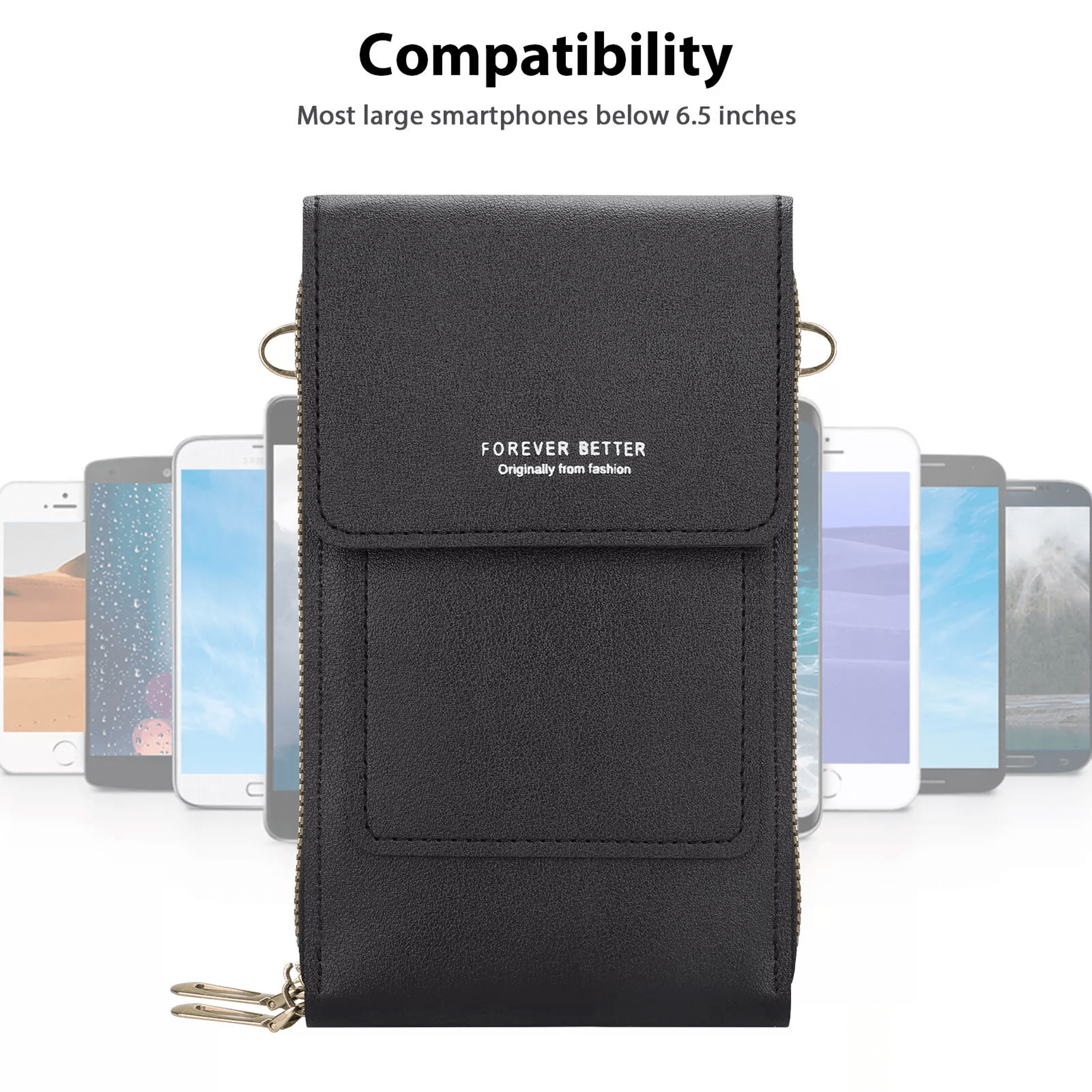 Women Touch Screen Cell Phone Bag Crossbody Shoulder Pouch Purse With Card Case For Smartphones 3