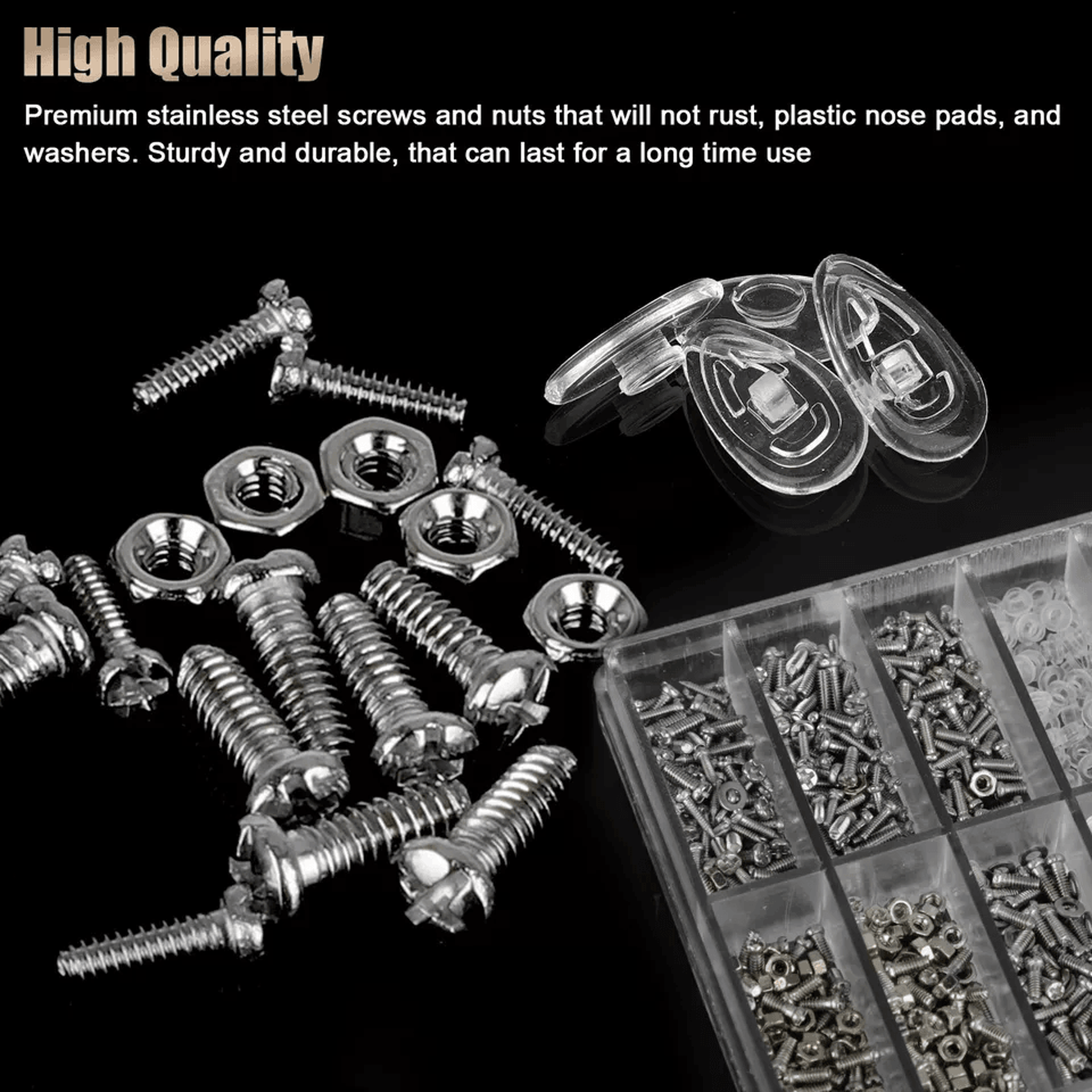 Eyeglass Screws And Nut Nose Pads Repair Kit 1000pcs Optical Repair Tool Kit With Screwdrivers Twee 2